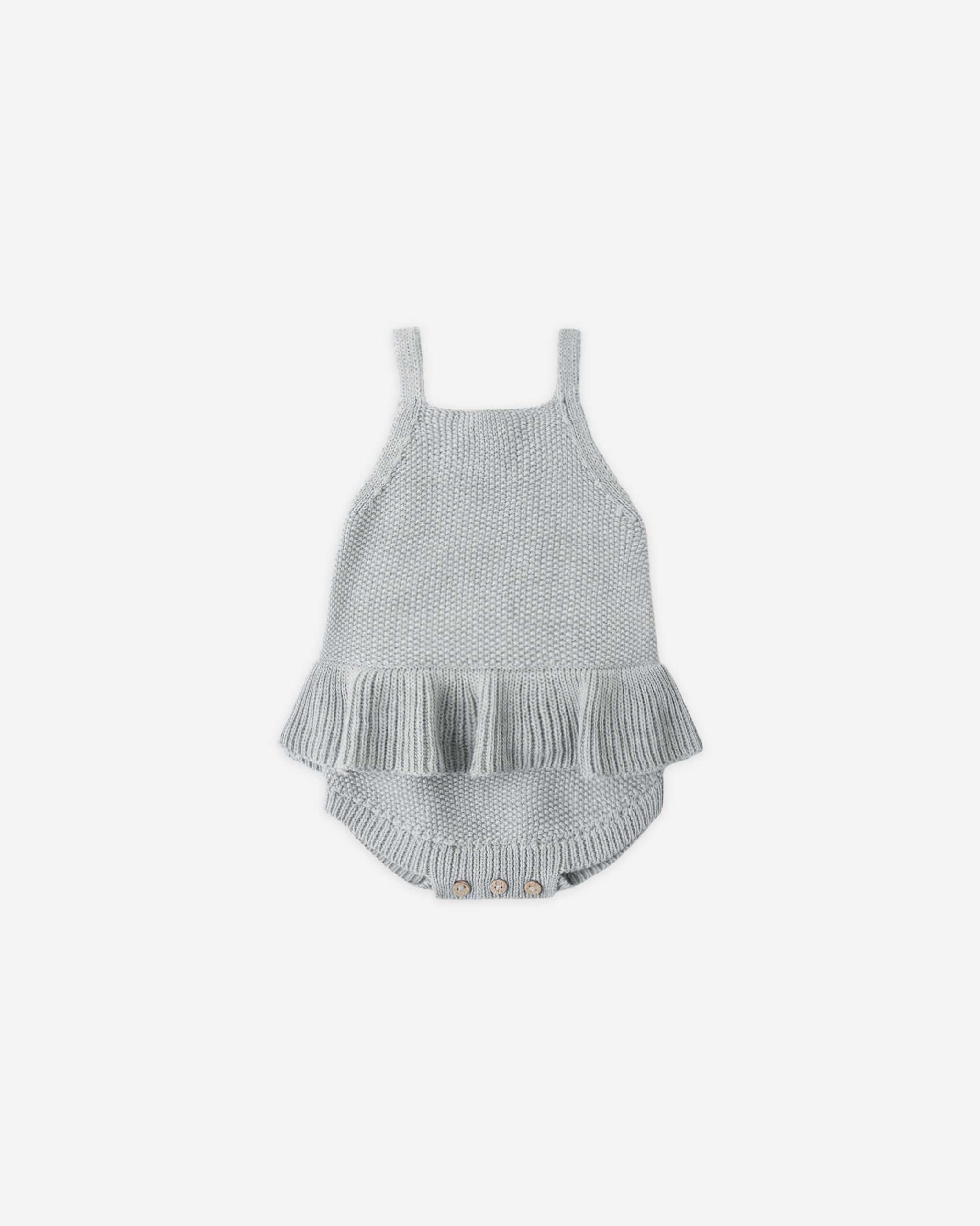 Knit Ruffle Romper Heathered Sky - Rylee + Cru | Kids Clothes | Trendy Baby Clothes | Modern Infant Outfits |