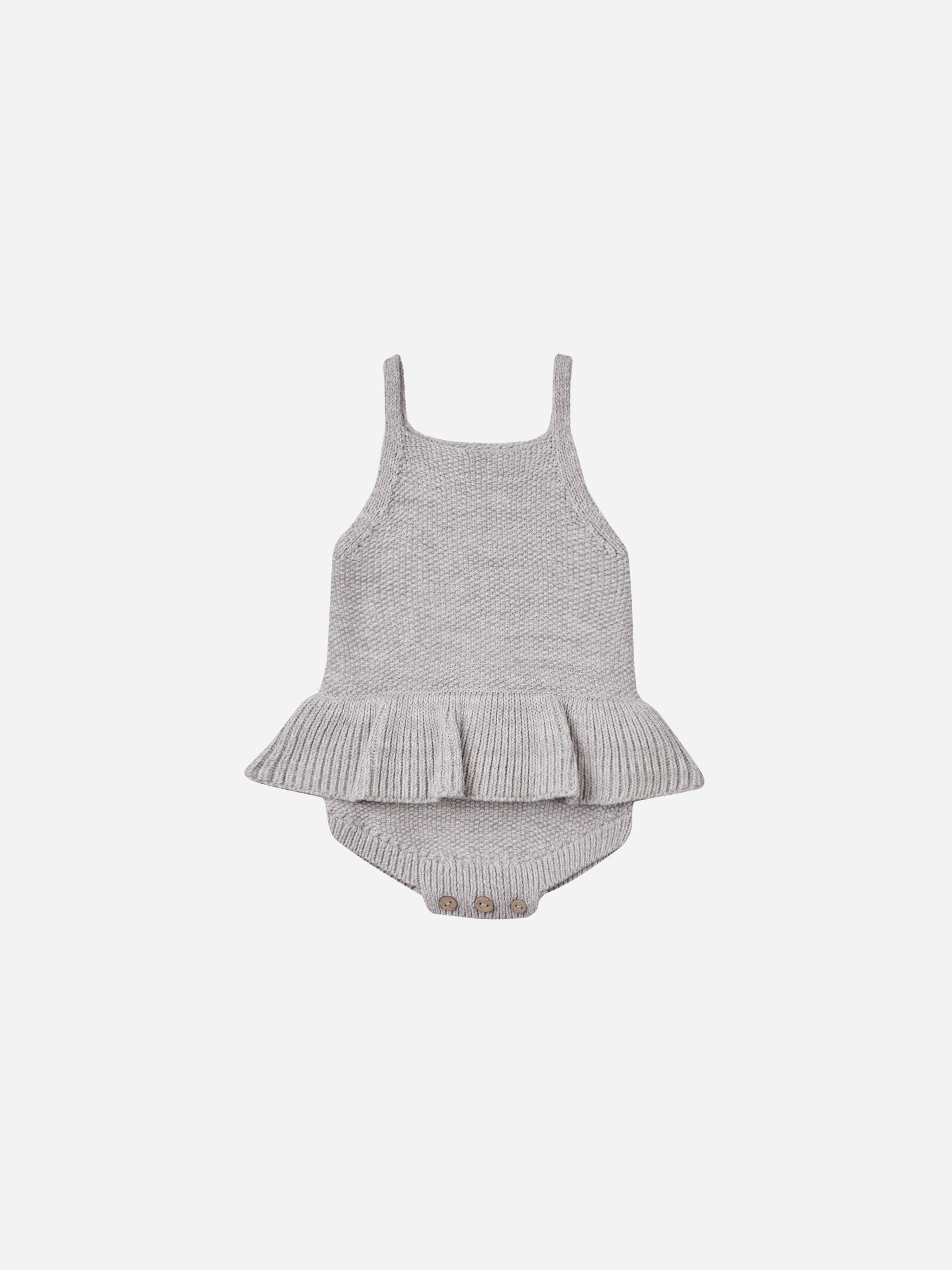 Knit Ruffle Romper || Heathered Periwinkle - Rylee + Cru | Kids Clothes | Trendy Baby Clothes | Modern Infant Outfits |