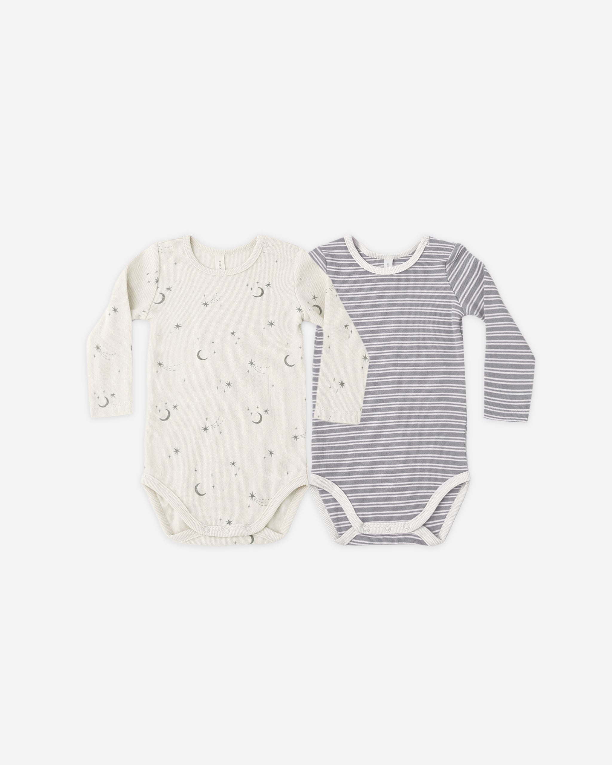 Ribbed Bodysuit, 2 Pack Slate Microstripe, Celestial - Rylee + Cru | Kids Clothes | Trendy Baby Clothes | Modern Infant Outfits |