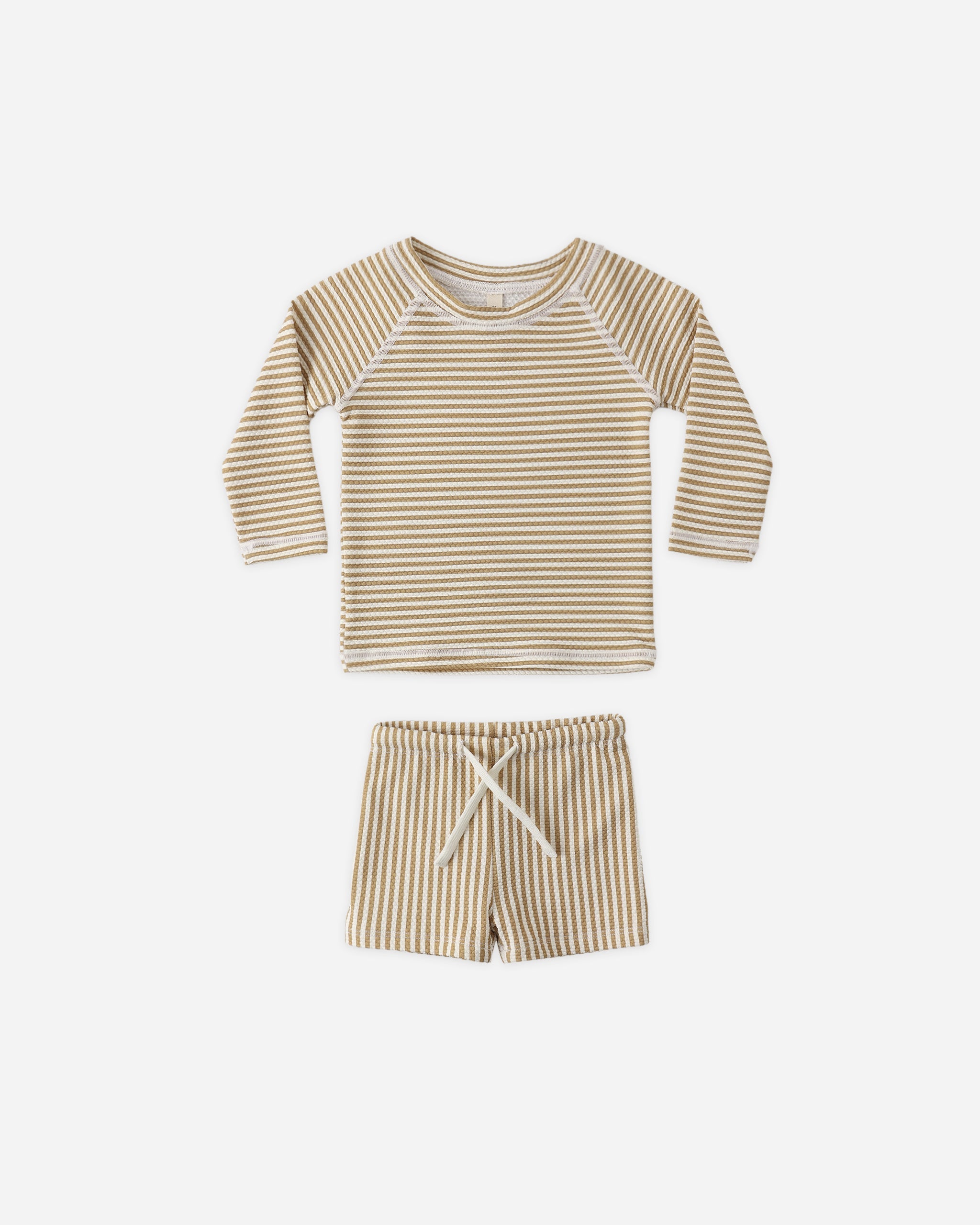 Finn Rashguard + Short Set Honey Stripe Small - Rylee + Cru | Kids Clothes | Trendy Baby Clothes | Modern Infant Outfits |
