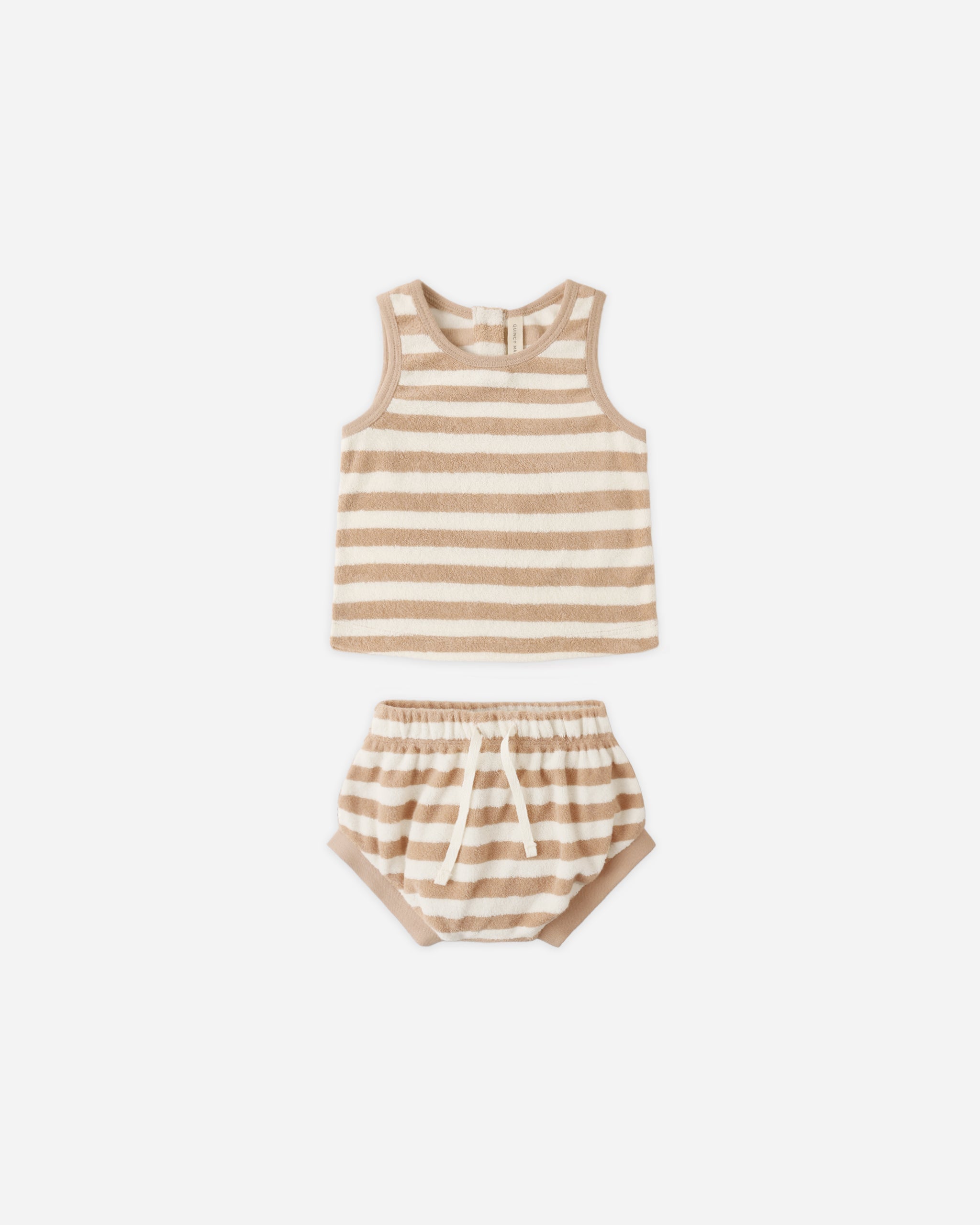 Terry Tank + Short Set Latte Stripe - Rylee + Cru | Kids Clothes | Trendy Baby Clothes | Modern Infant Outfits |
