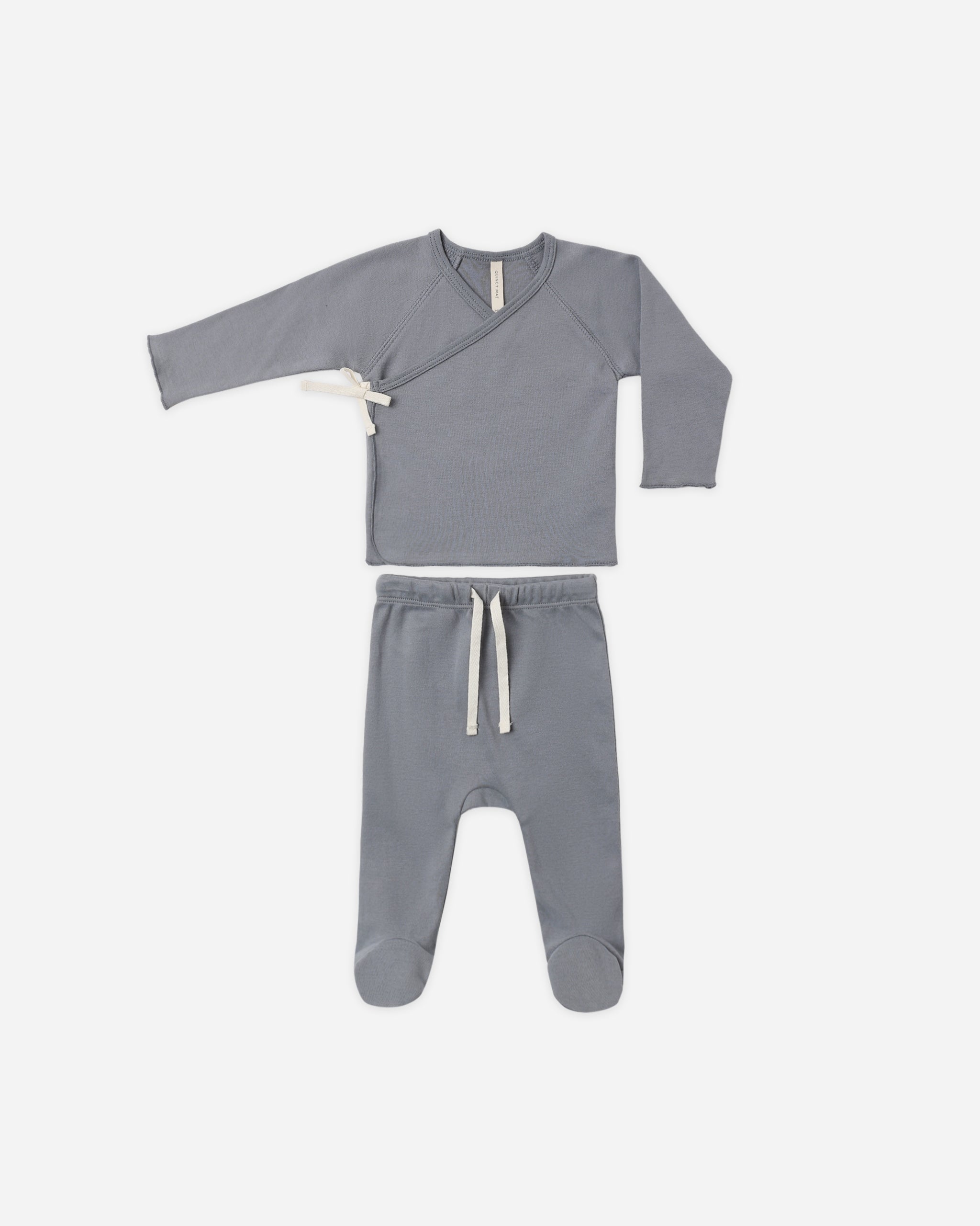 Wrap Top + Footed Pant Set Slate - Rylee + Cru | Kids Clothes | Trendy Baby Clothes | Modern Infant Outfits |