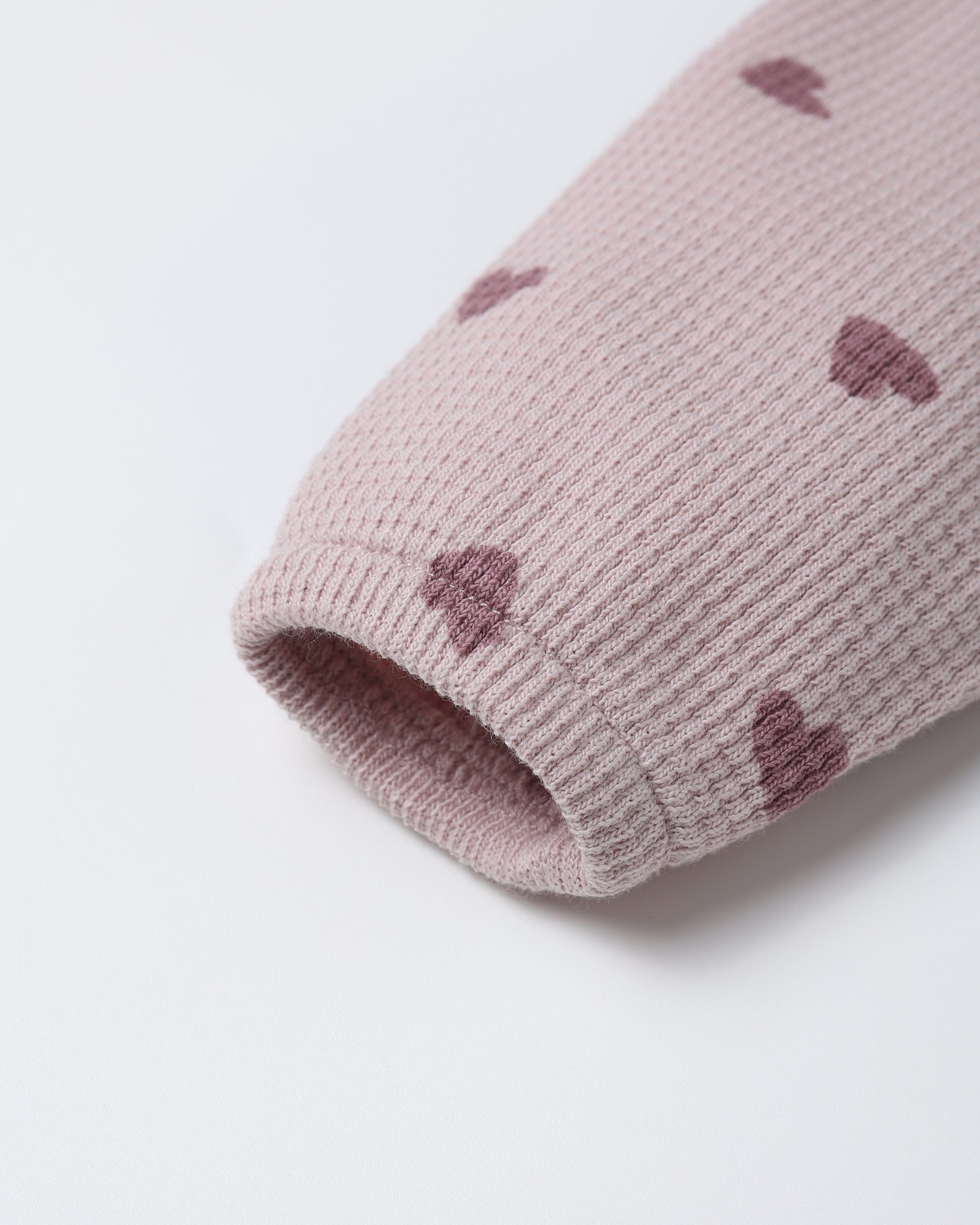 Waffle Long Sleeve Jumpsuit || Hearts