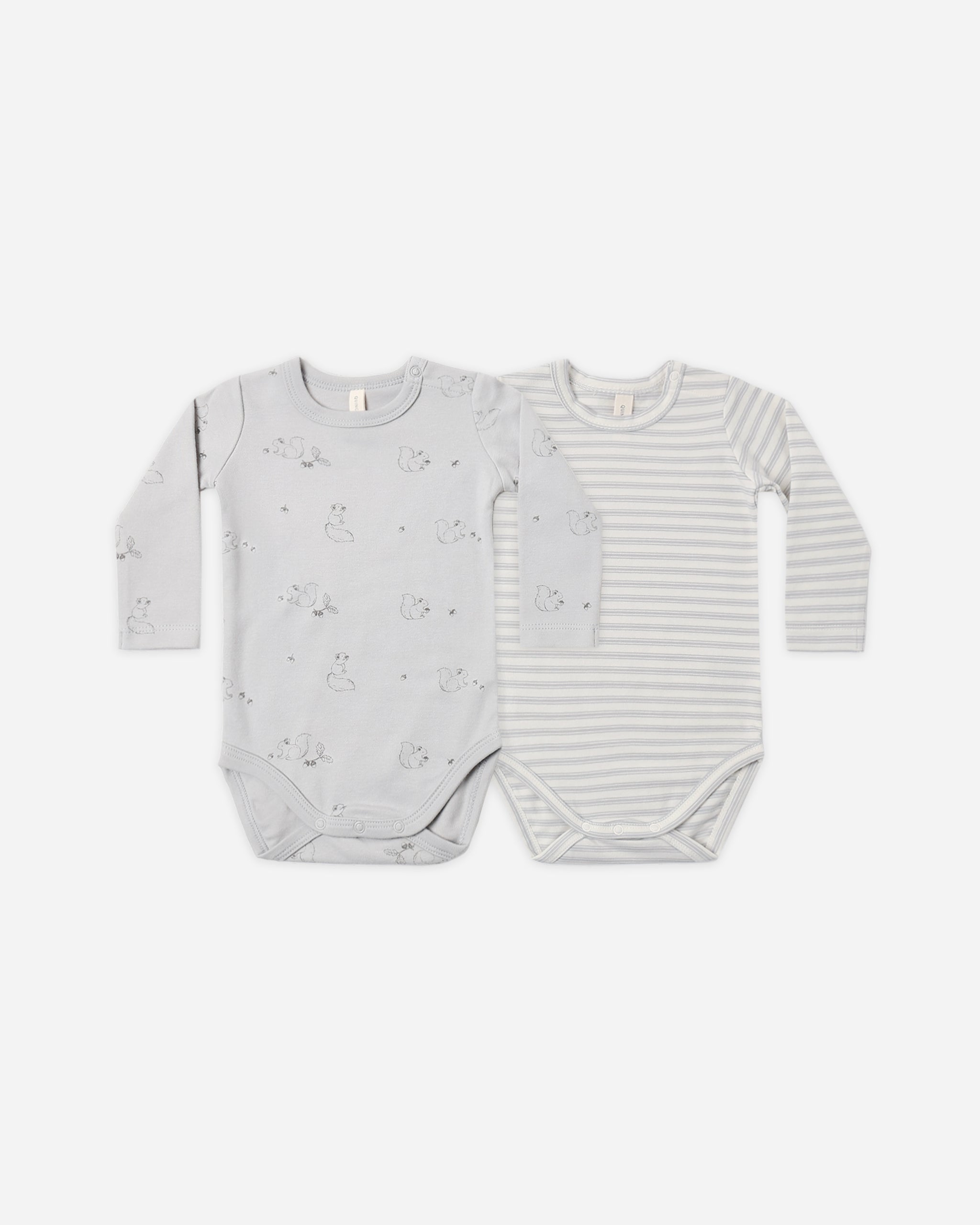 Jersey Bodysuit, 2 Pack Squirrel, Cloud Stripe - Rylee + Cru | Kids Clothes | Trendy Baby Clothes | Modern Infant Outfits |