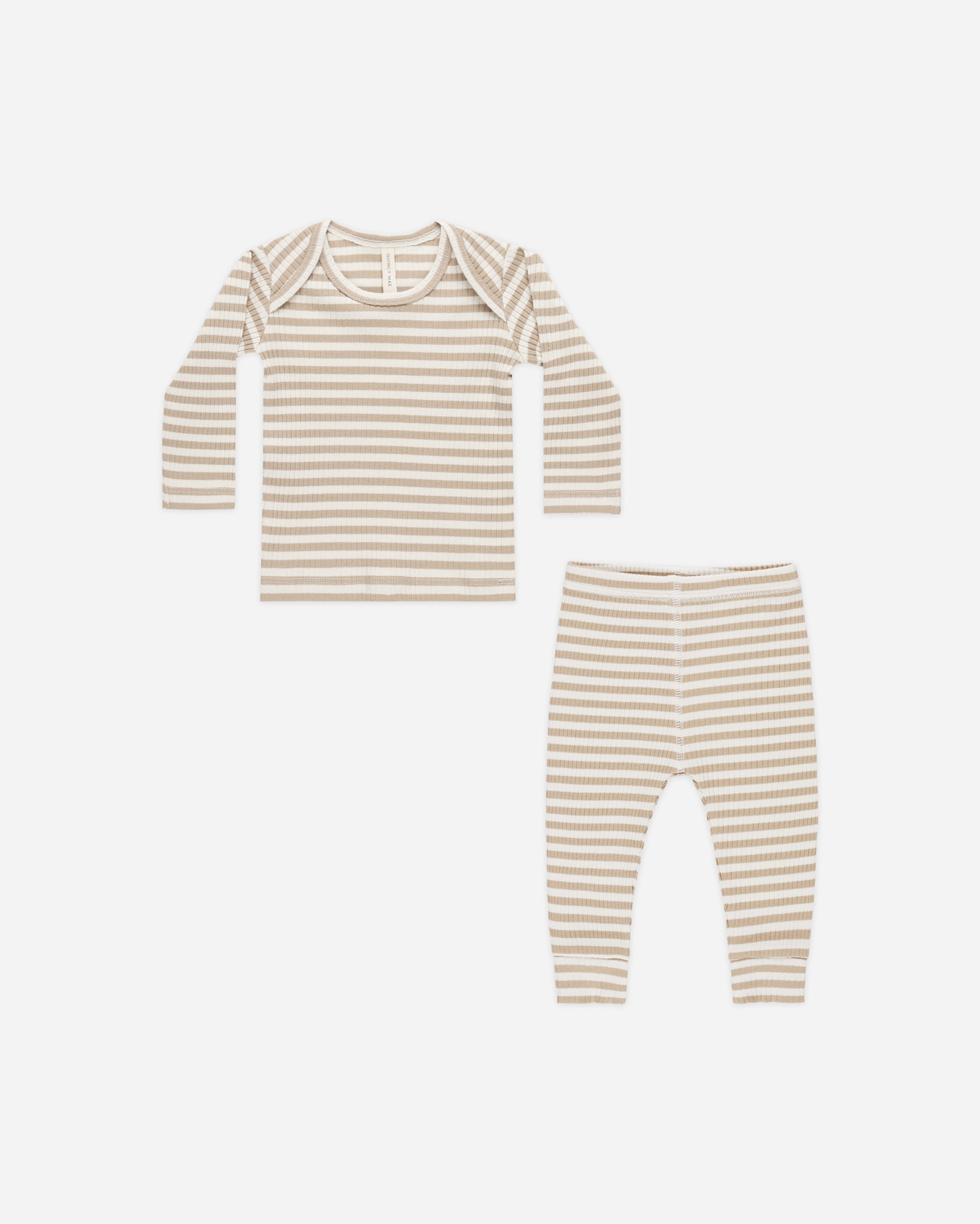 Ribbed Tee + Legging Set || Latte Stripe