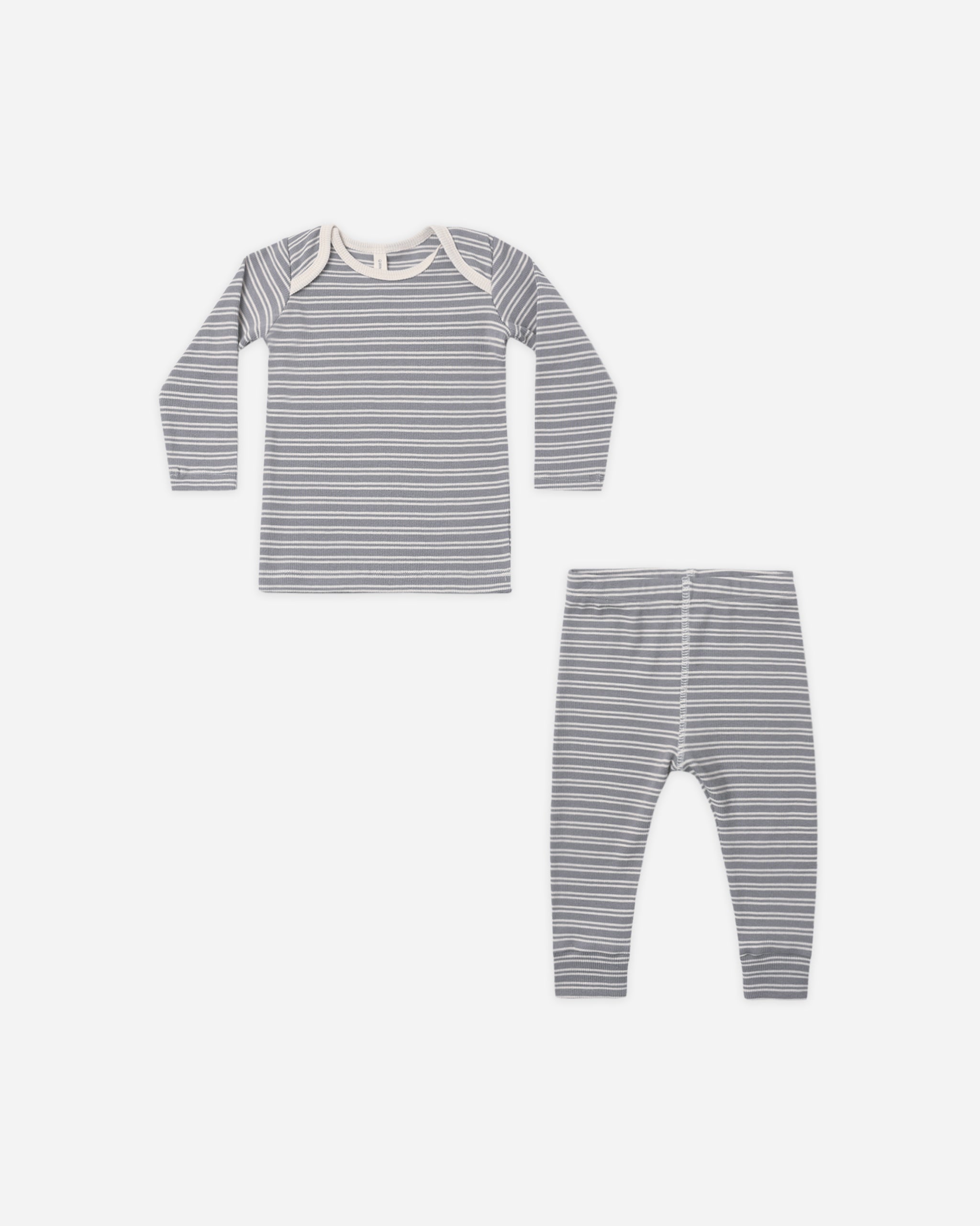 Ribbed Tee + Legging Set Slate Microstripe - Rylee + Cru | Kids Clothes | Trendy Baby Clothes | Modern Infant Outfits |