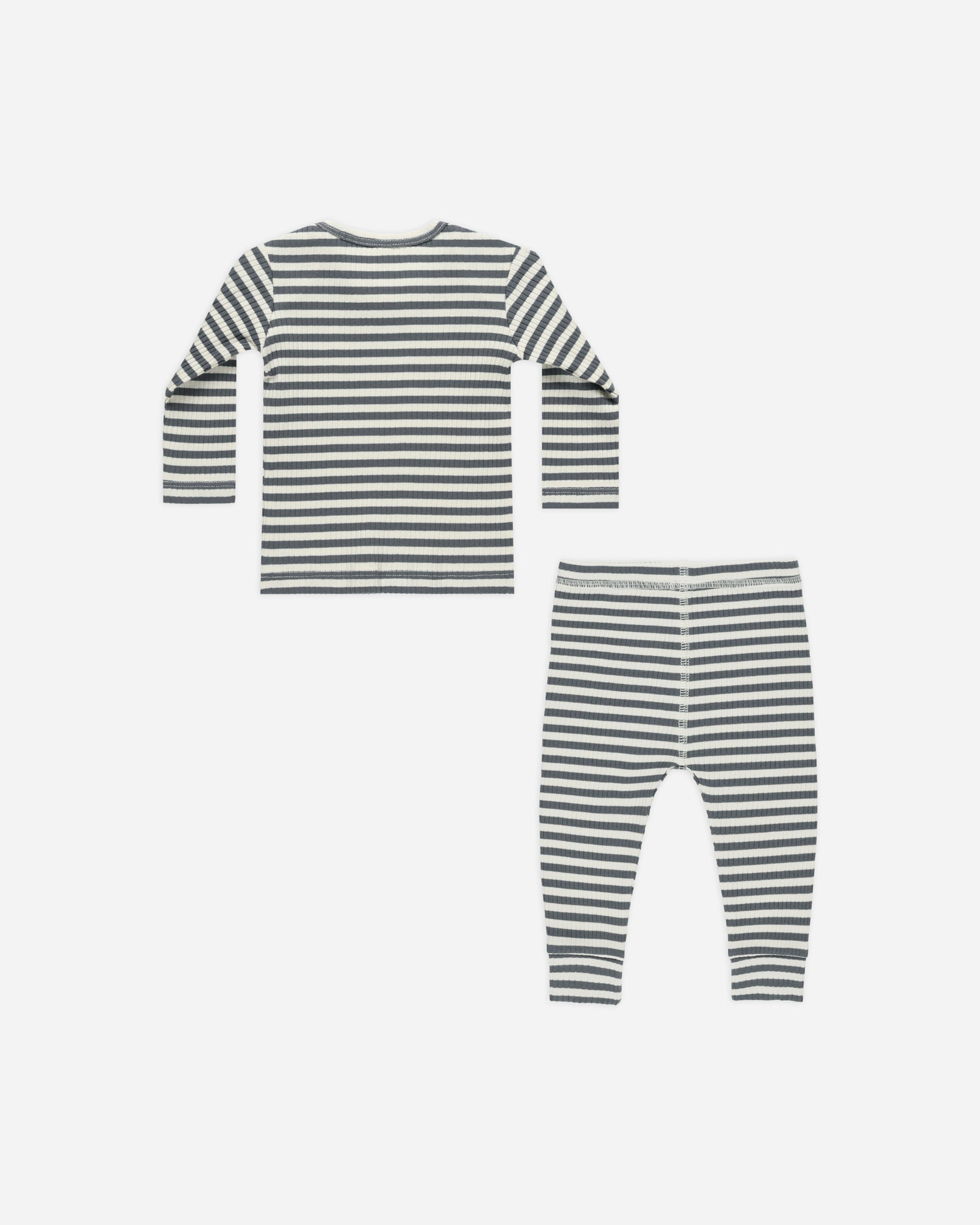 Ribbed Tee + Legging Set || Indigo Stripe