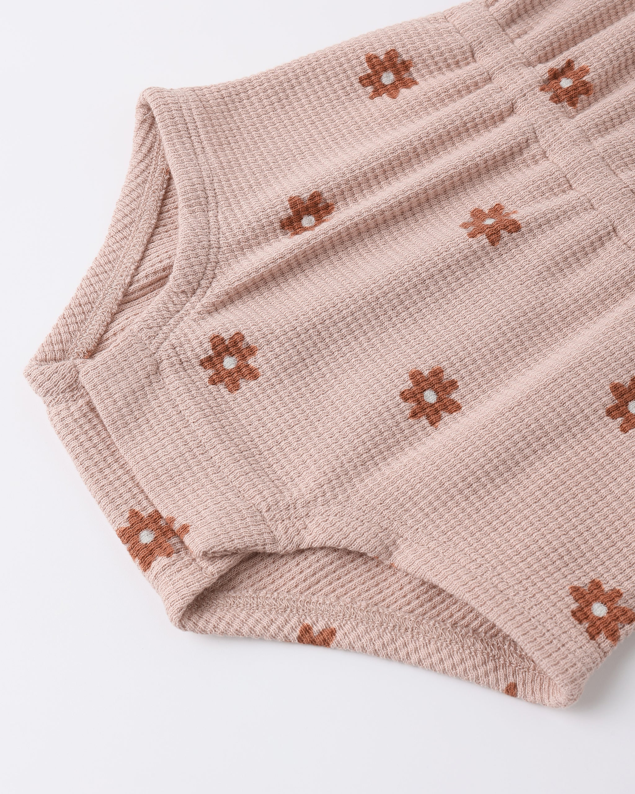 Waffle Cinch Romper Pink Daisy - Rylee + Cru | Kids Clothes | Trendy Baby Clothes | Modern Infant Outfits |
