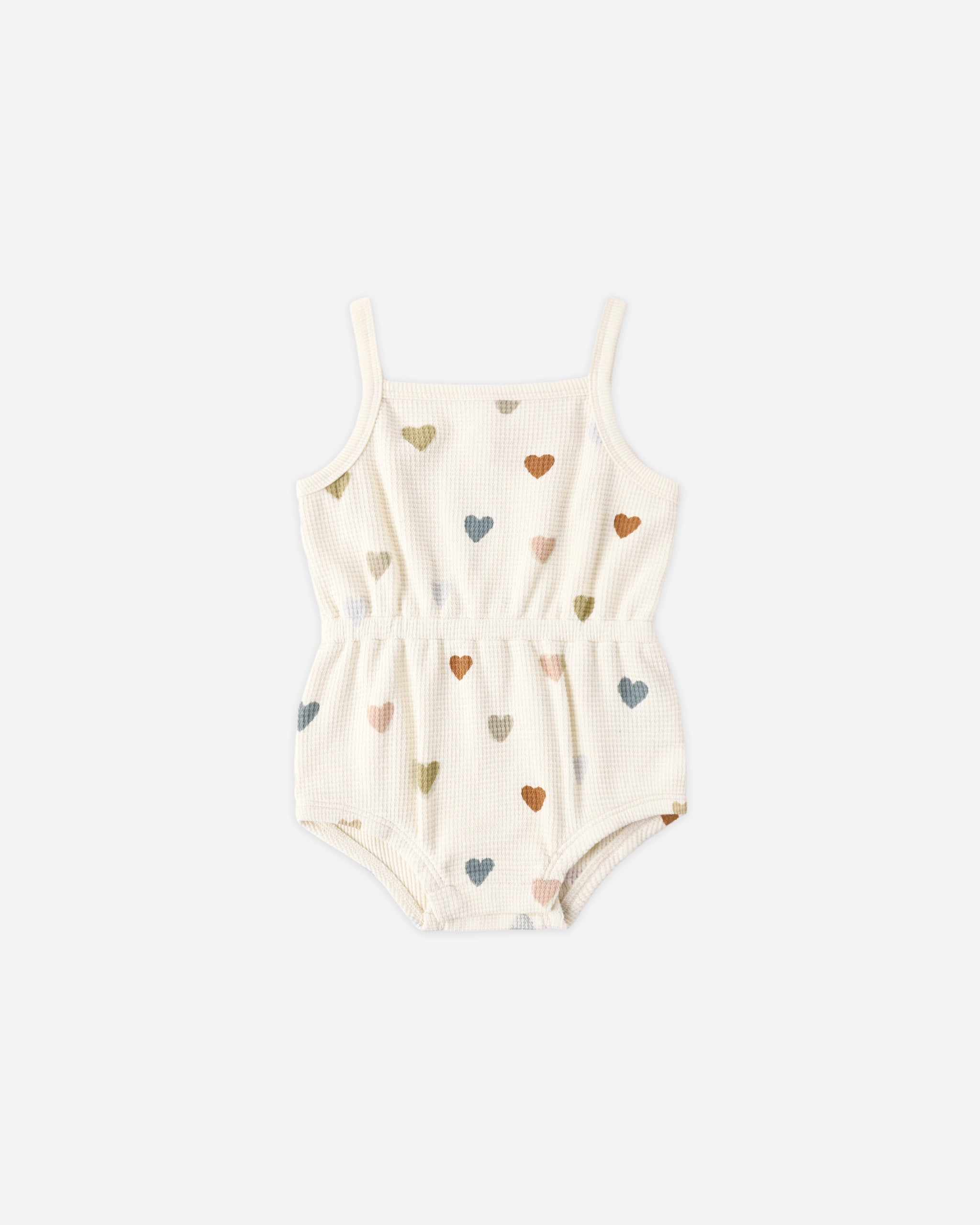 Waffle Cinch Romper Confetti Hearts - Rylee + Cru | Kids Clothes | Trendy Baby Clothes | Modern Infant Outfits |