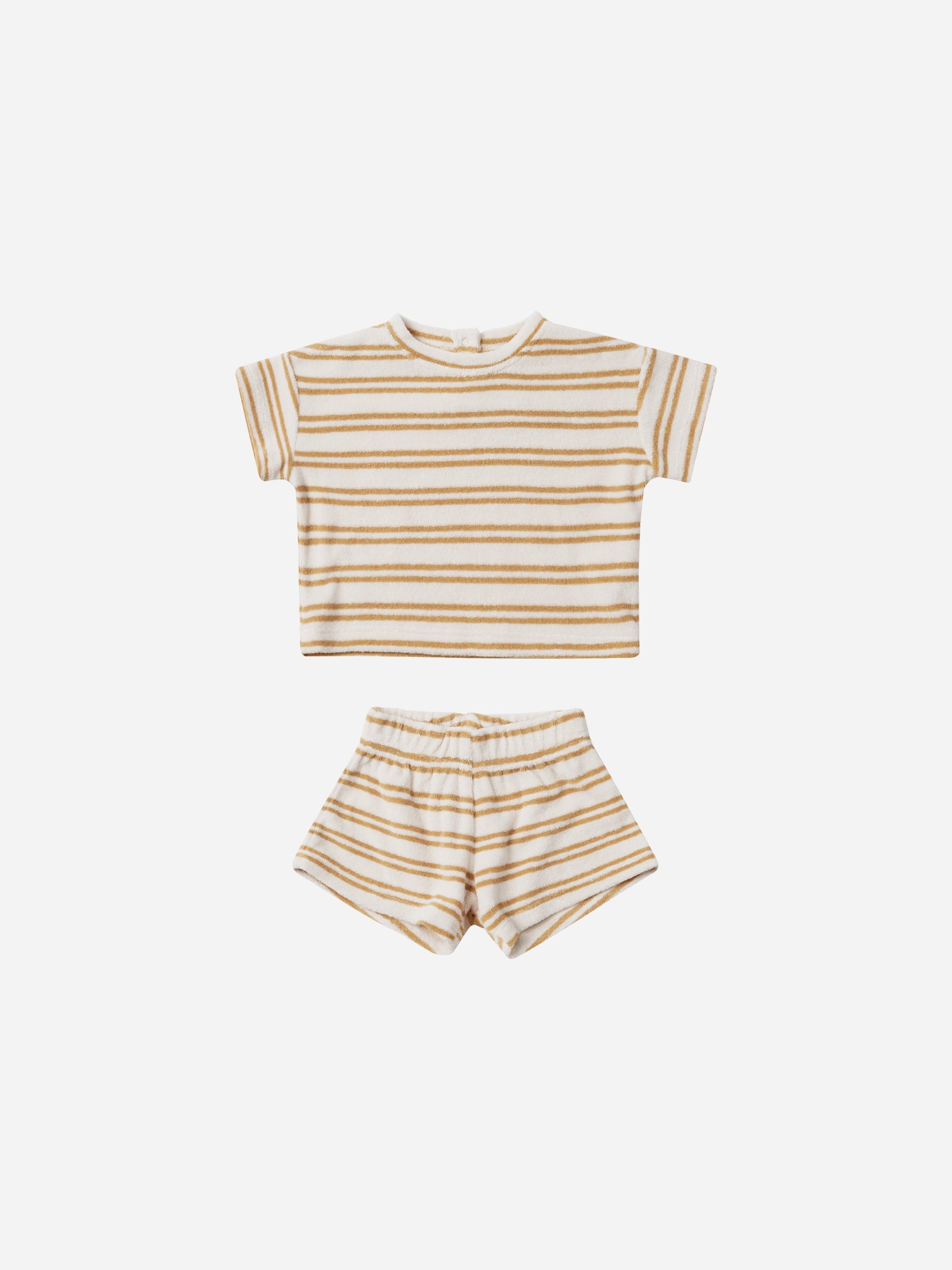 Terry Tee + Shorts Set || Honey Stripe - Rylee + Cru | Kids Clothes | Trendy Baby Clothes | Modern Infant Outfits |