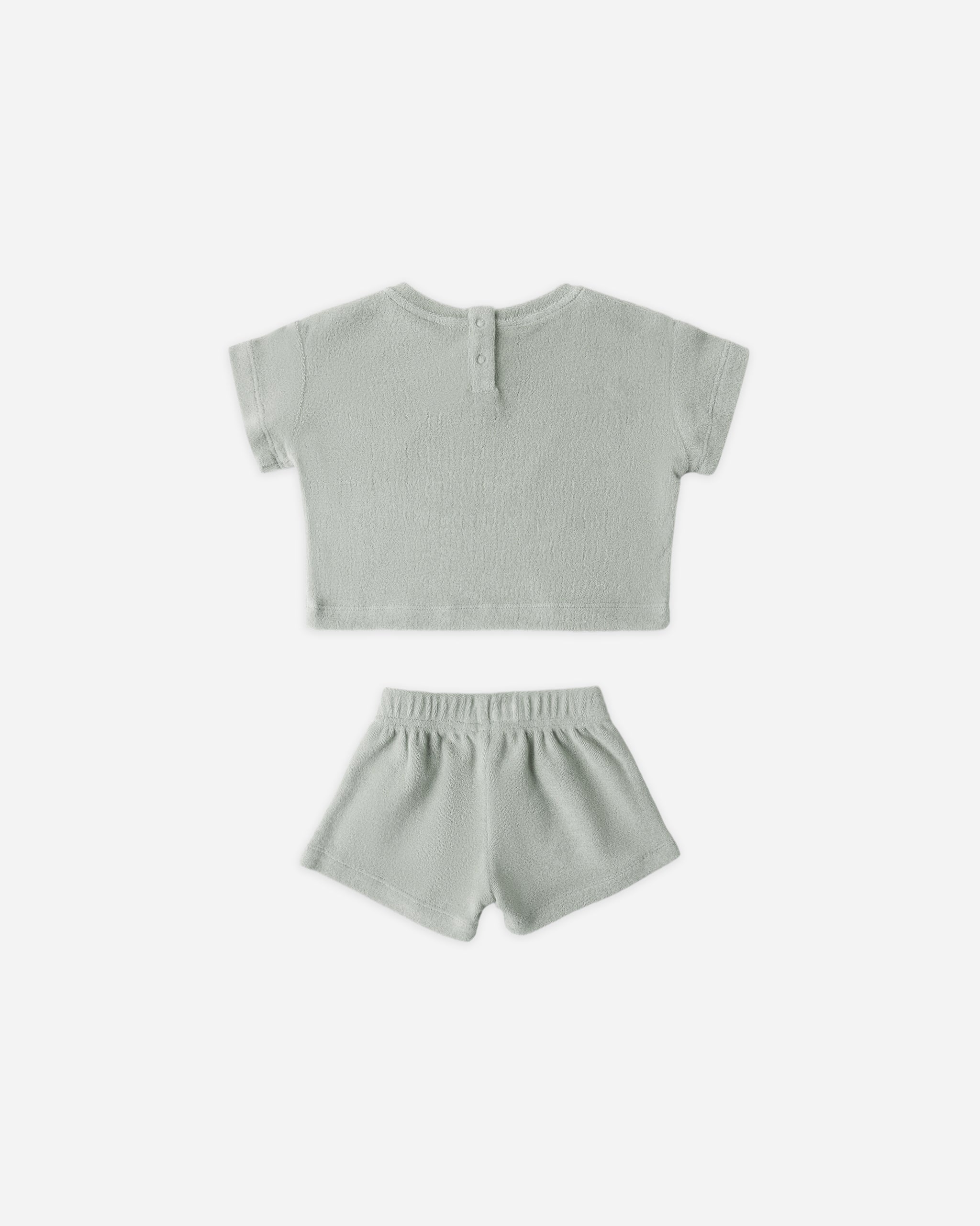Terry Tee + Short Set Sage - Rylee + Cru | Kids Clothes | Trendy Baby Clothes | Modern Infant Outfits |