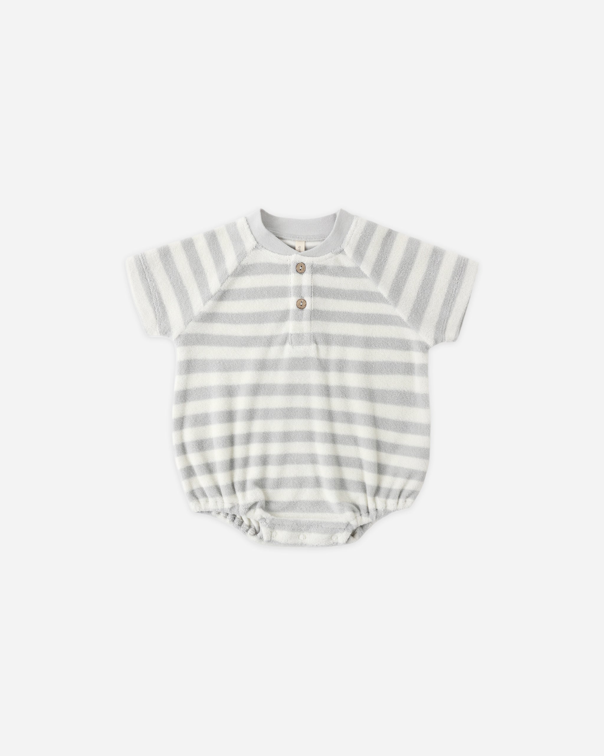 Terry Henley Romper Sky Stripe - Rylee + Cru | Kids Clothes | Trendy Baby Clothes | Modern Infant Outfits |