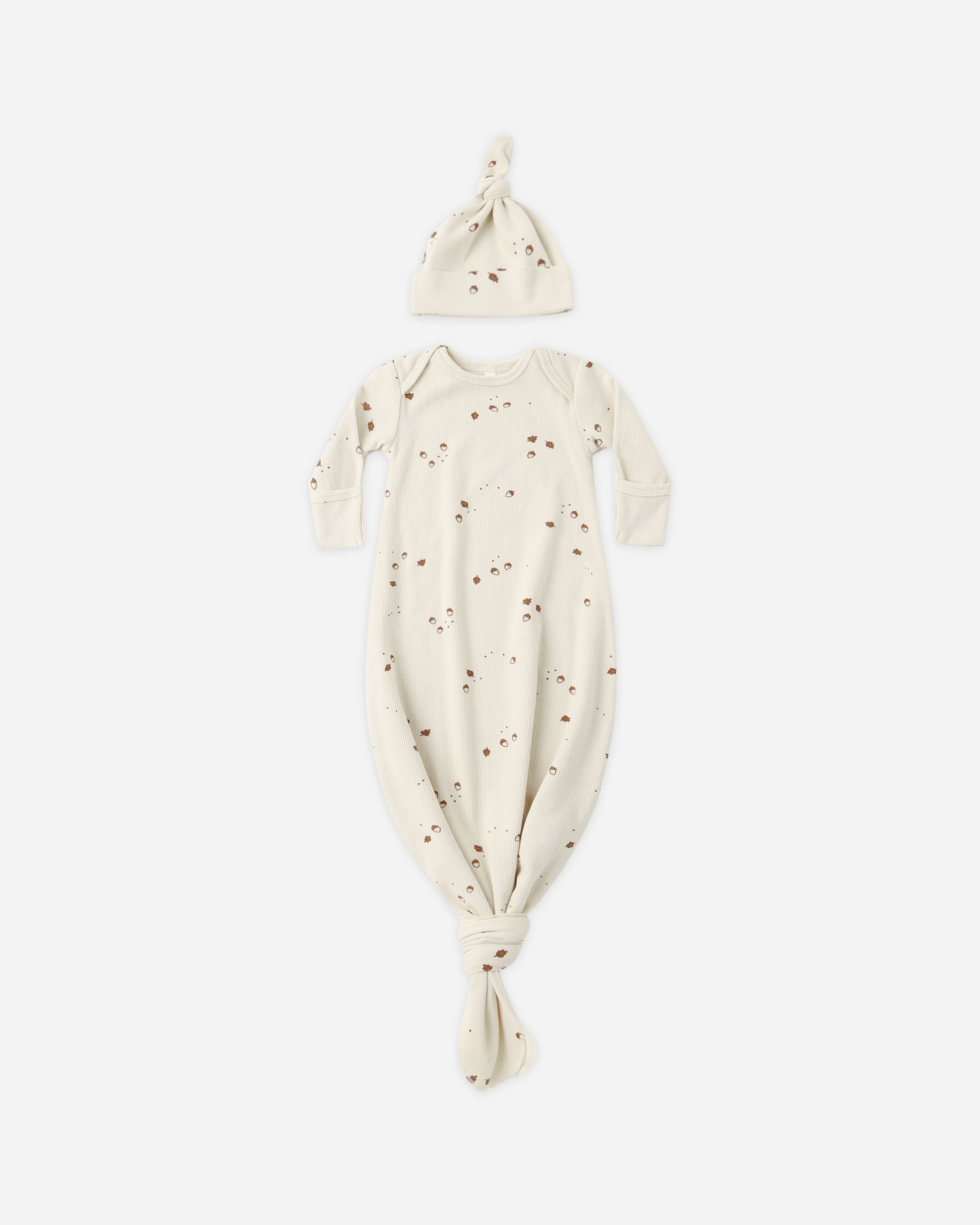 Knotted Baby Gown + Hat Set || Acorns