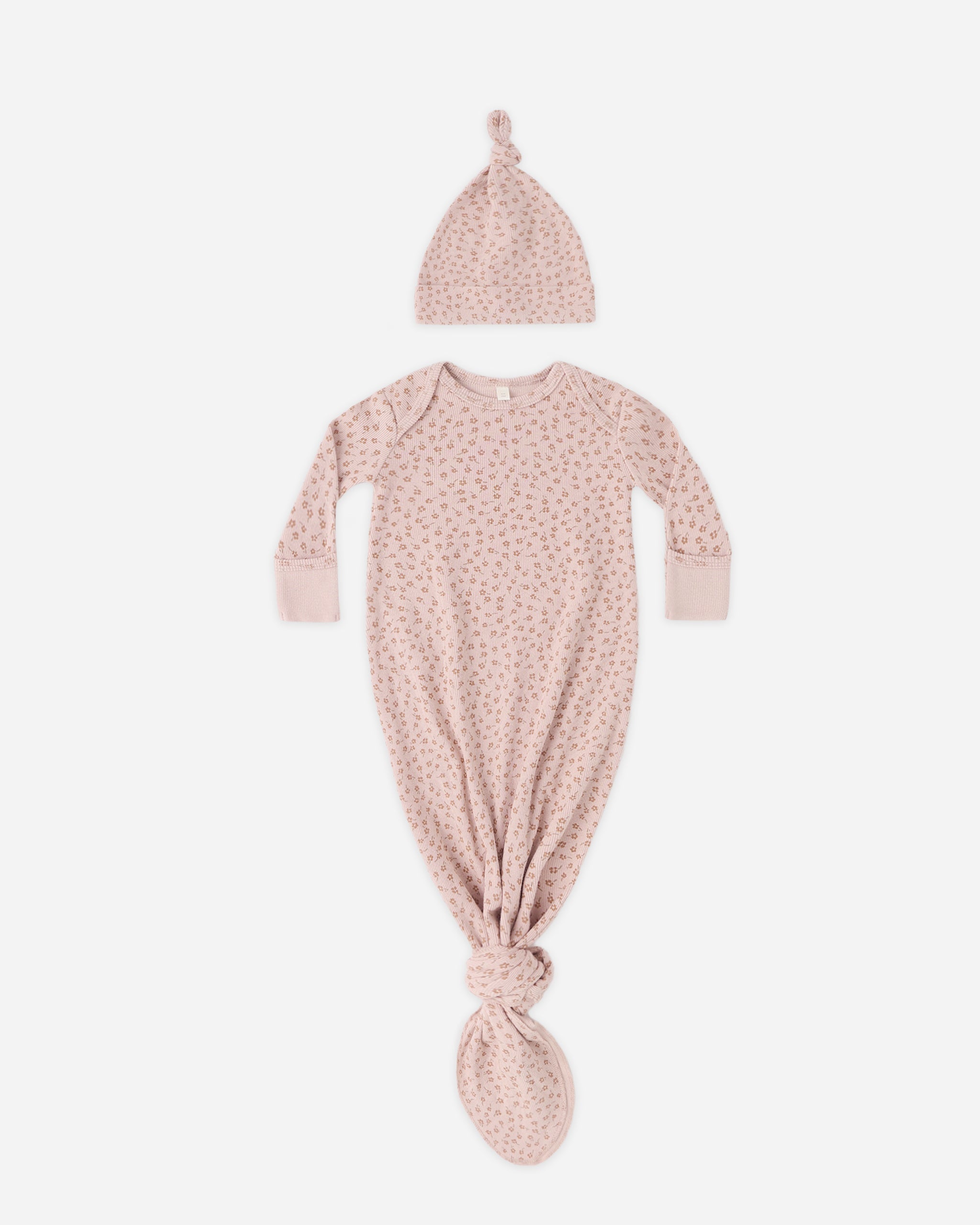 Knotted Baby Gown + Hat Set Posy - Rylee + Cru | Kids Clothes | Trendy Baby Clothes | Modern Infant Outfits |