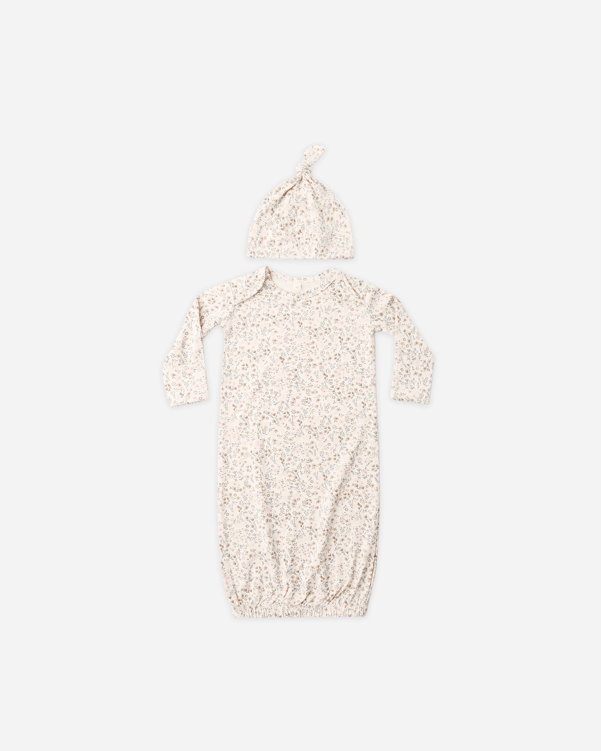 Bamboo Baby Gown + Hat Set Bloom - Rylee + Cru | Kids Clothes | Trendy Baby Clothes | Modern Infant Outfits |