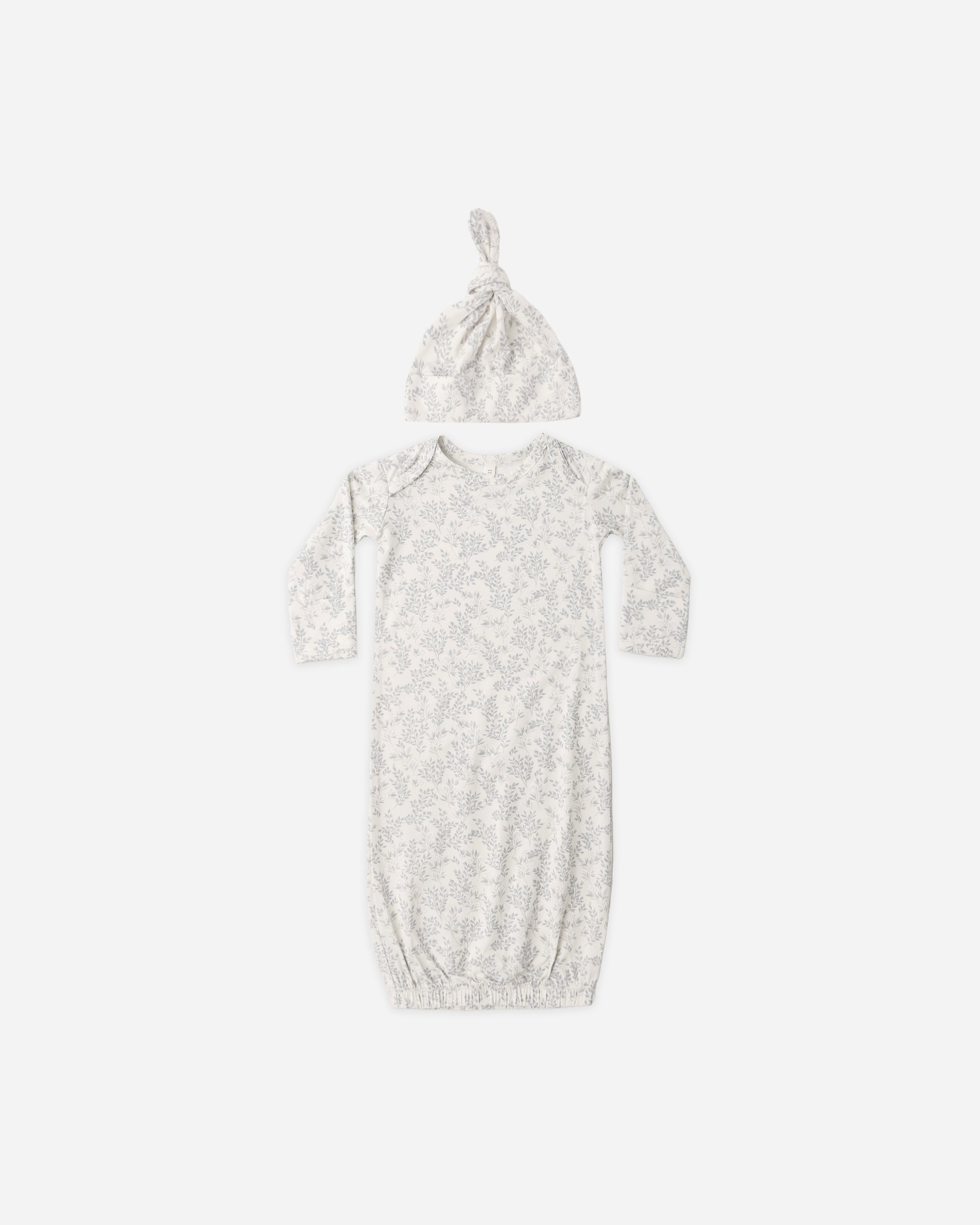 Bamboo Baby Gown + Hat Set Cloud Floral - Rylee + Cru | Kids Clothes | Trendy Baby Clothes | Modern Infant Outfits |