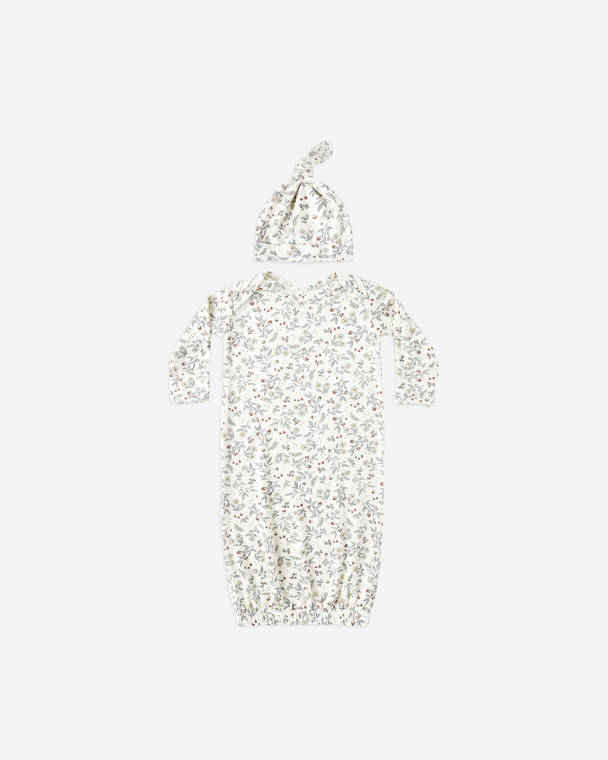 Bamboo Baby Gown + Hat Set || Woodland