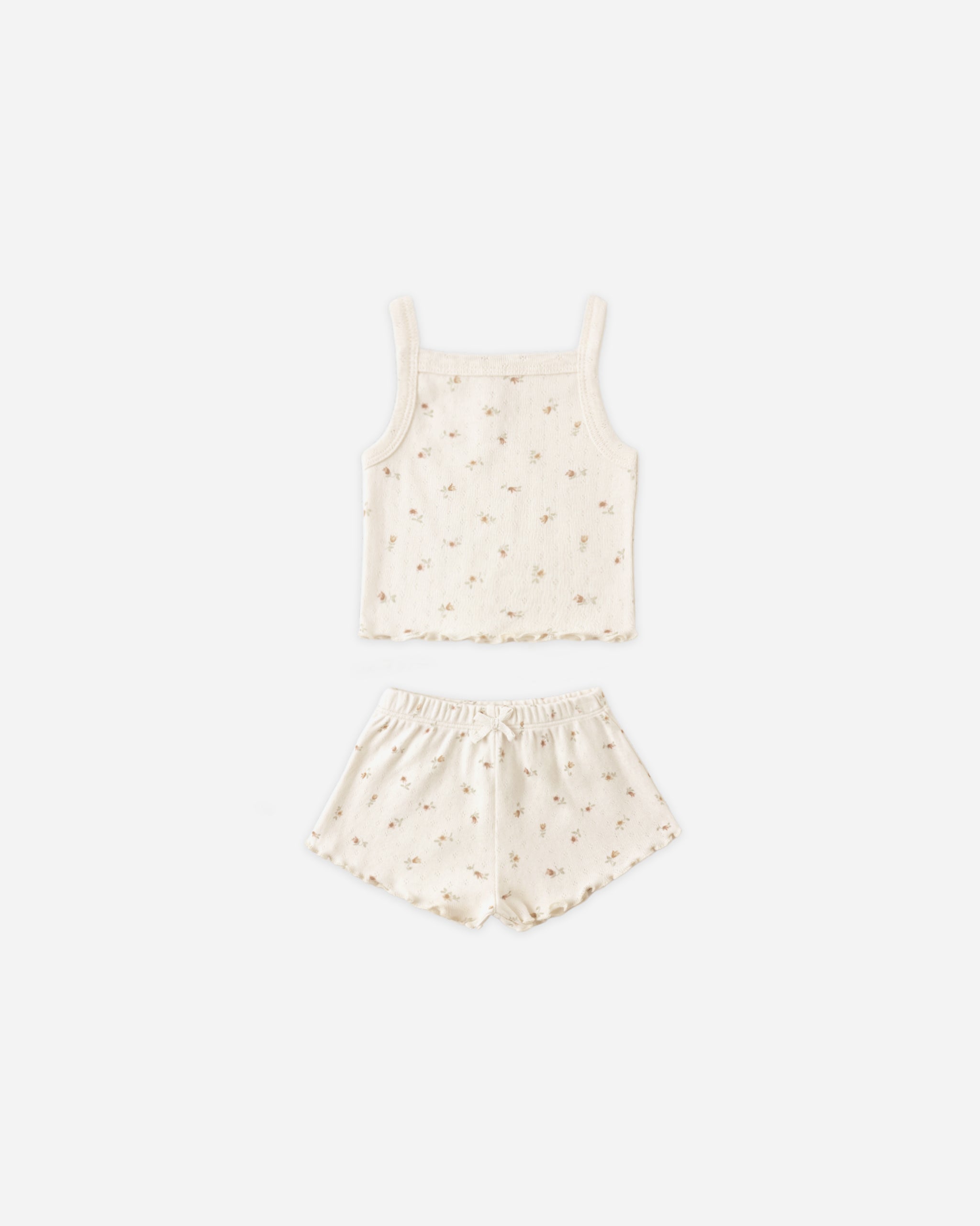 Pointelle Tank + Shortie Set Petit Fleur - Rylee + Cru | Kids Clothes | Trendy Baby Clothes | Modern Infant Outfits |