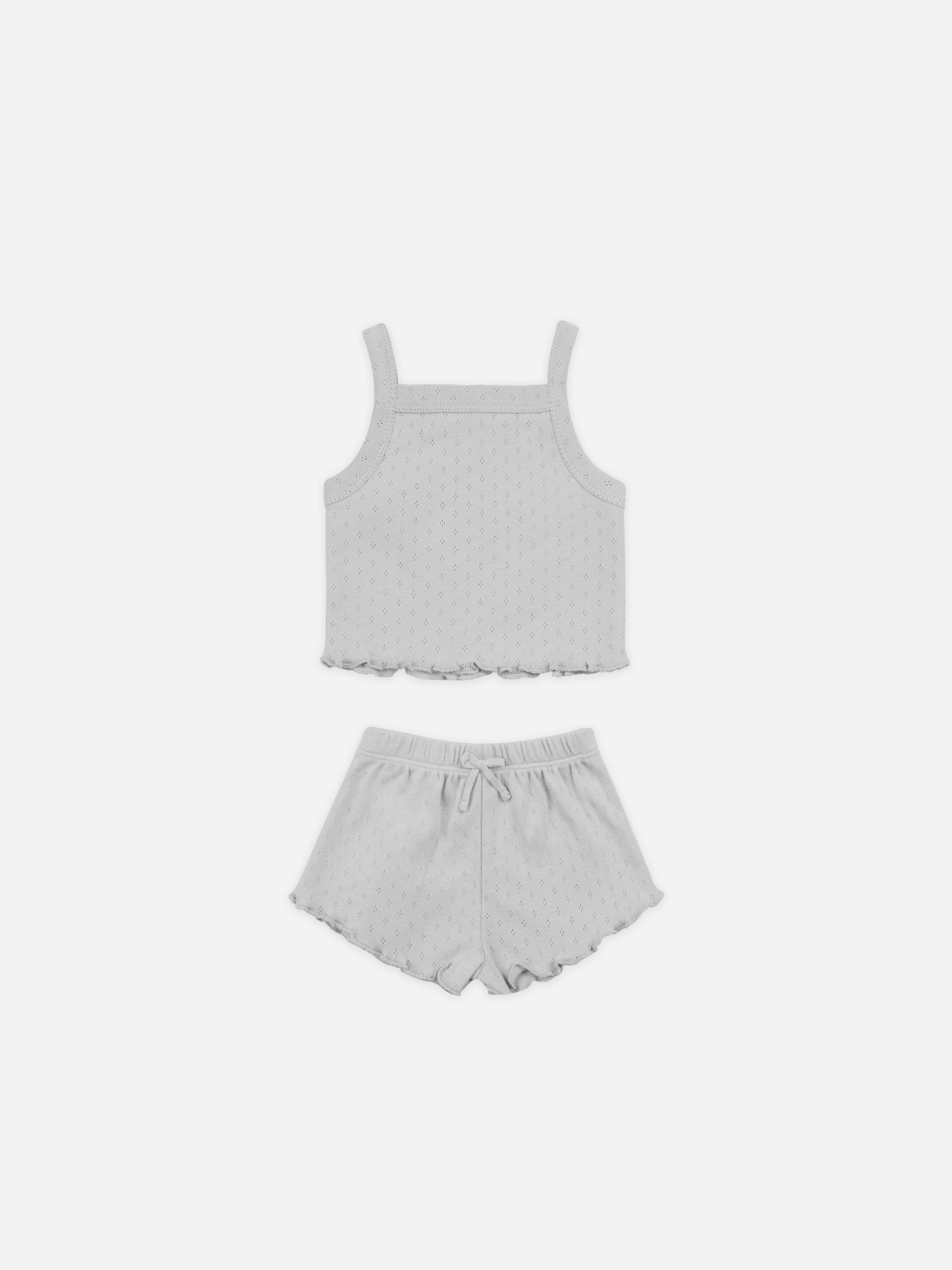 Pointelle Tank + Shortie Set || Cloud - Rylee + Cru | Kids Clothes | Trendy Baby Clothes | Modern Infant Outfits |