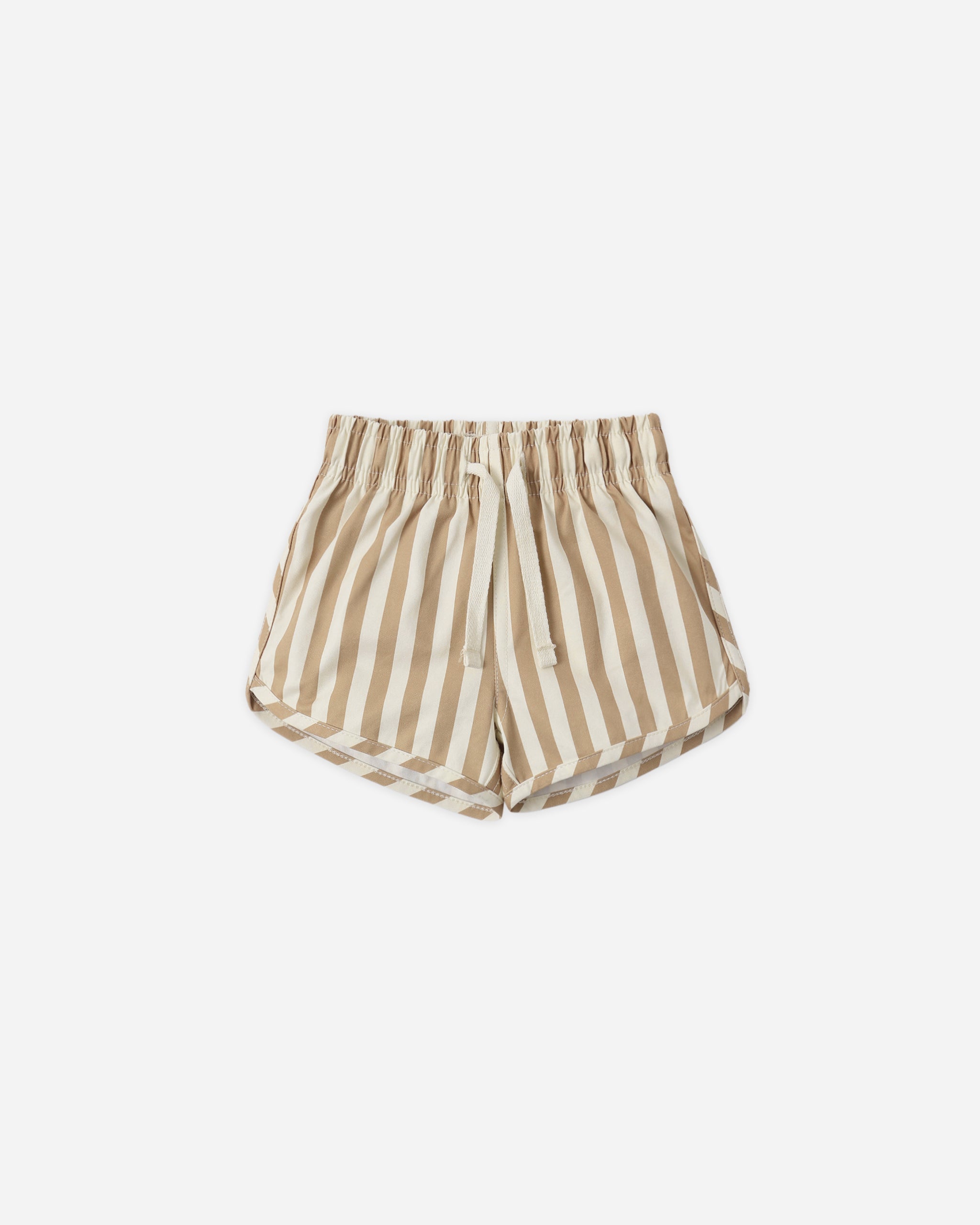 Boys Swim Short Retro Latte Stripe - Rylee + Cru | Kids Clothes | Trendy Baby Clothes | Modern Infant Outfits |