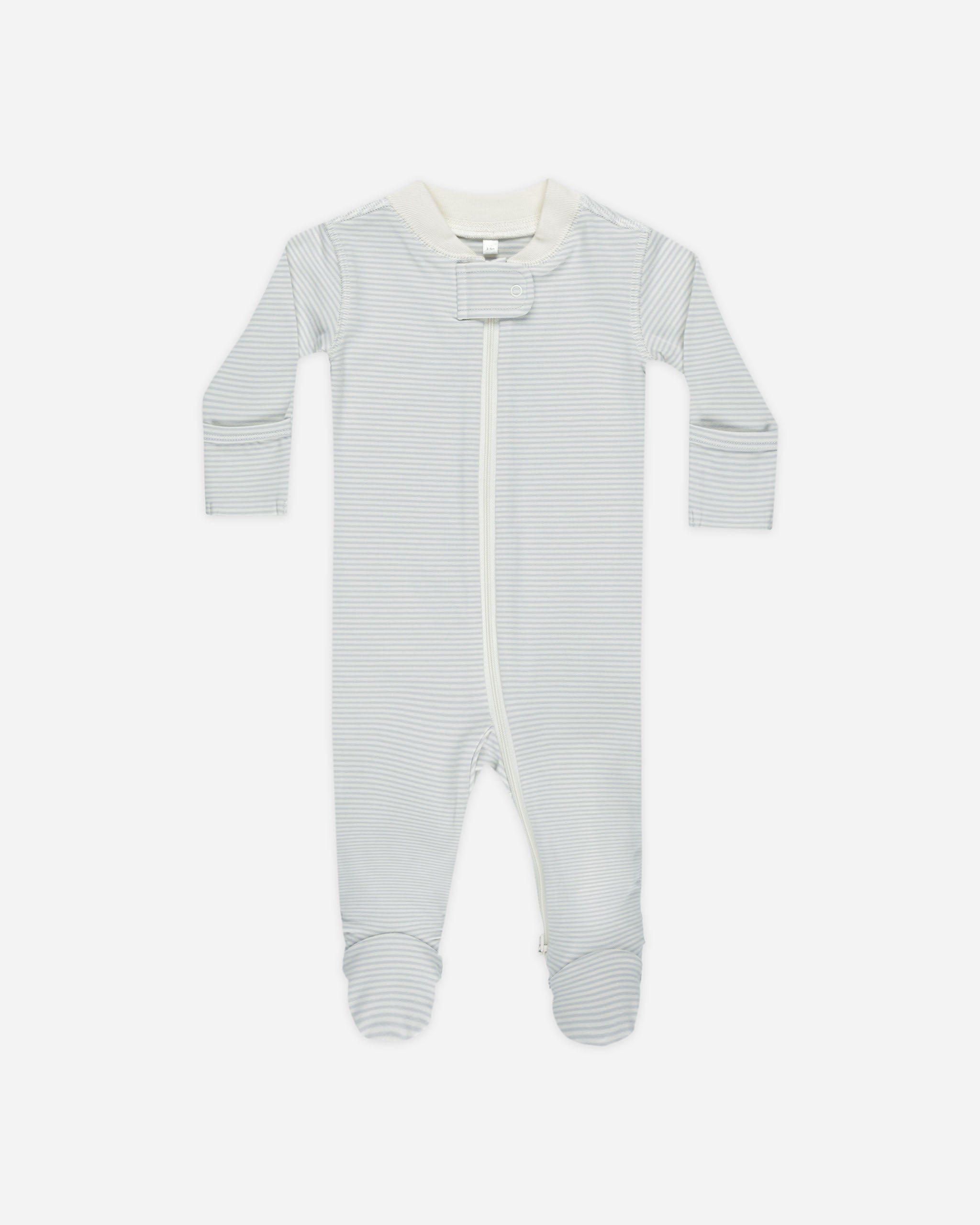 Zip Long Sleeve Sleeper Footie || Sky Micro Stripe