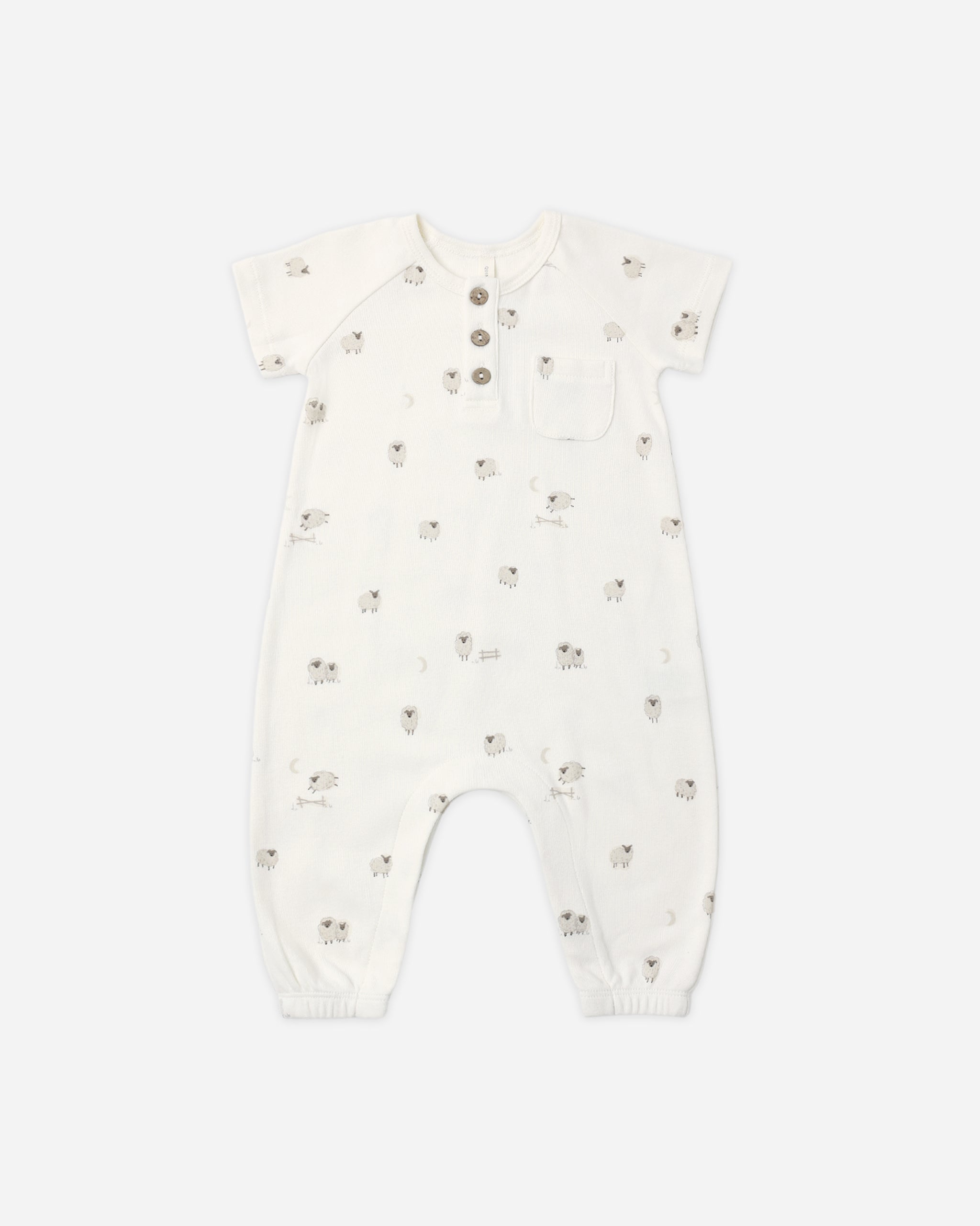 Short Sleeve Jumpsuit Sheep - Rylee + Cru | Kids Clothes | Trendy Baby Clothes | Modern Infant Outfits |