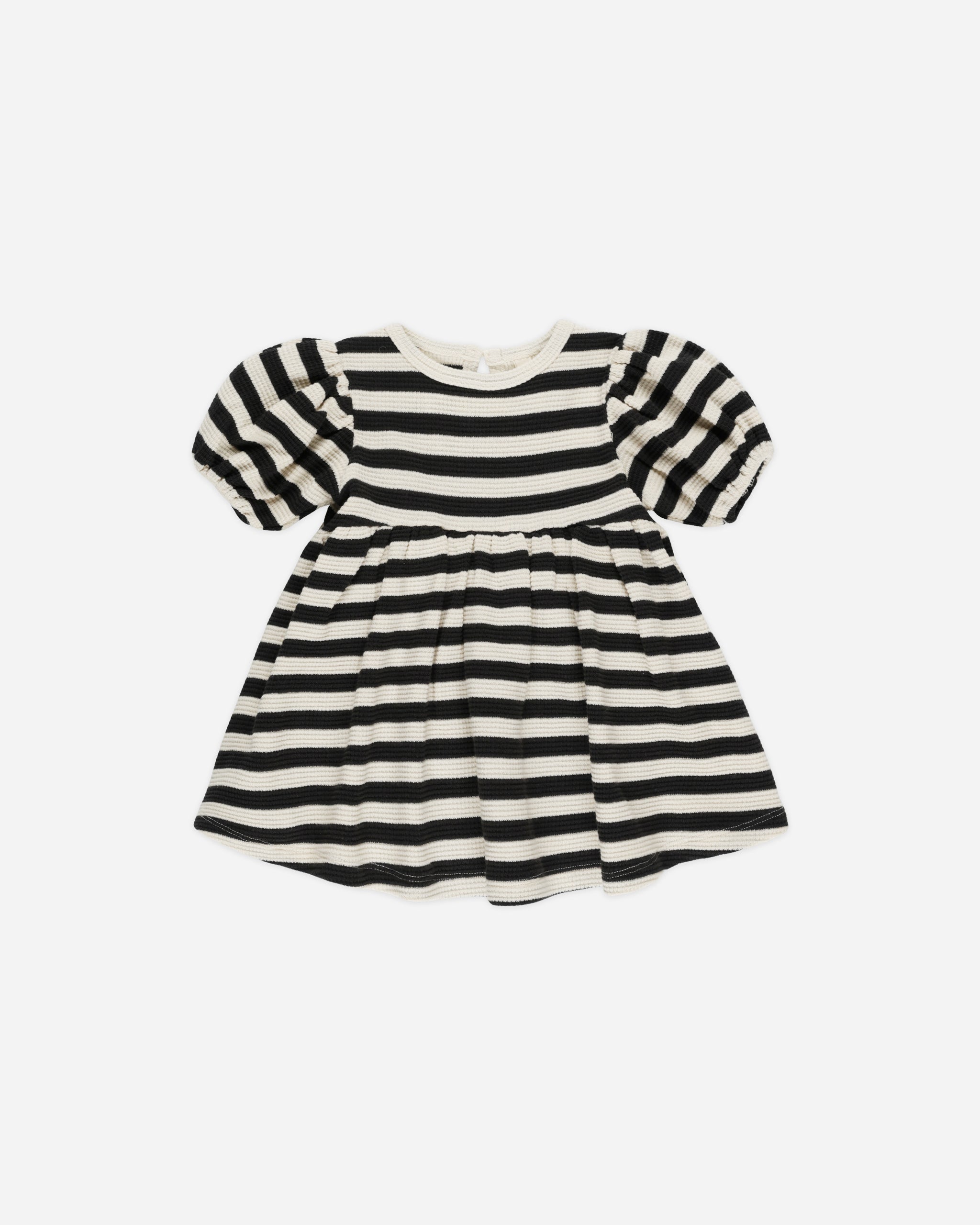 Waffle Babydoll Dress || Black Stripe