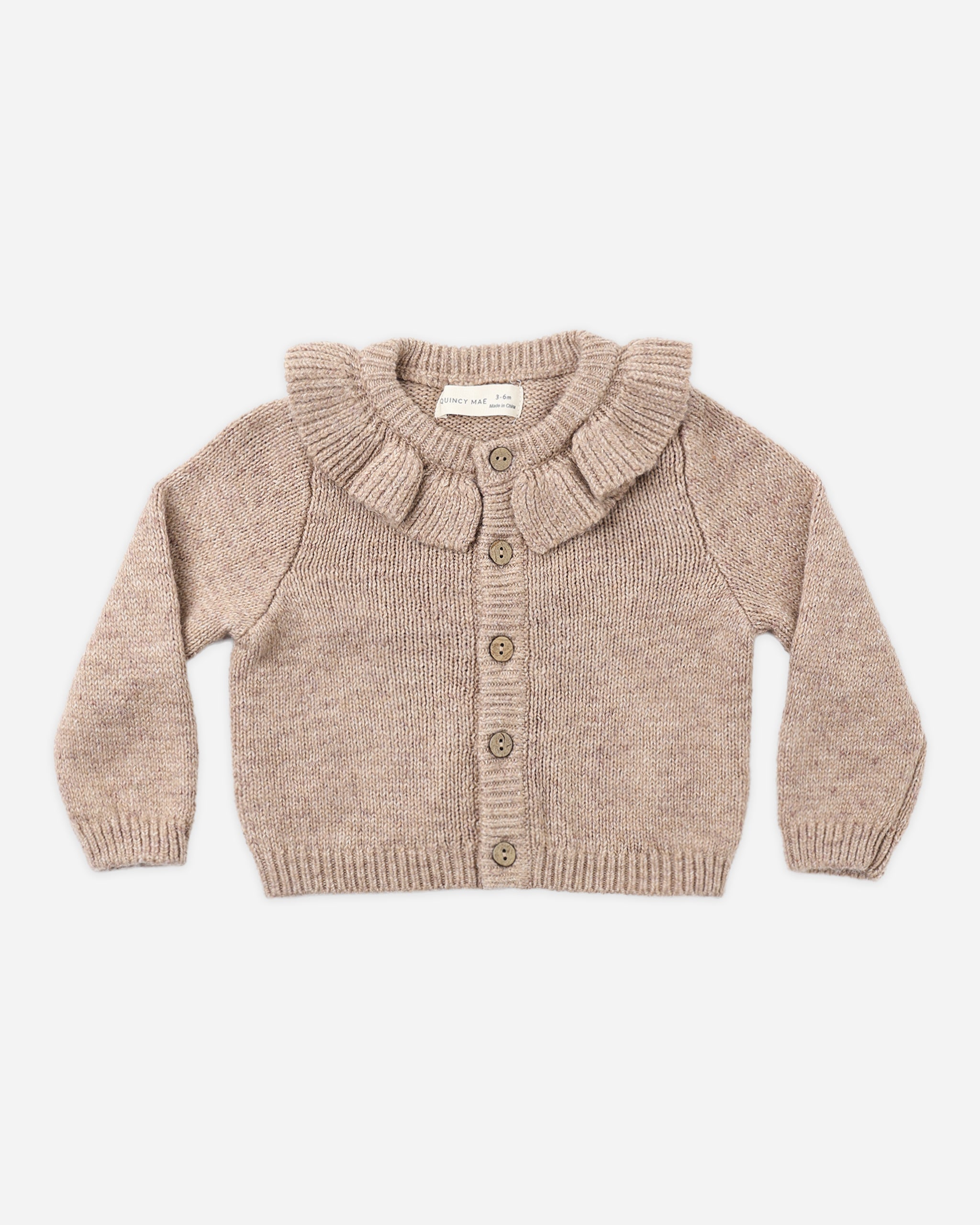 Ruffle Collar Cardigan Heathered Almond - Rylee + Cru | Kids Clothes | Trendy Baby Clothes | Modern Infant Outfits |