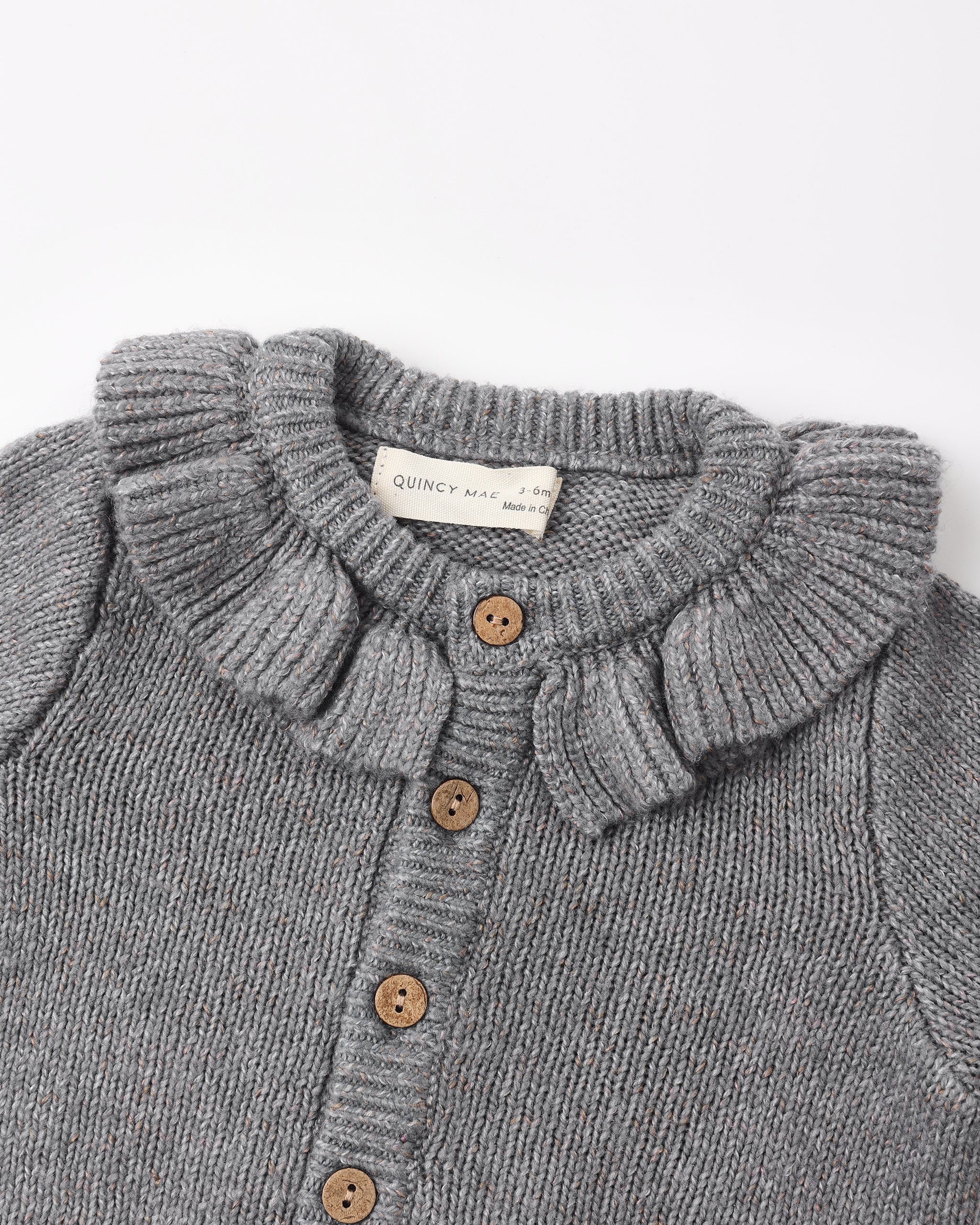 Ruffle Collar Cardigan Heathered Slate - Rylee + Cru | Kids Clothes | Trendy Baby Clothes | Modern Infant Outfits |