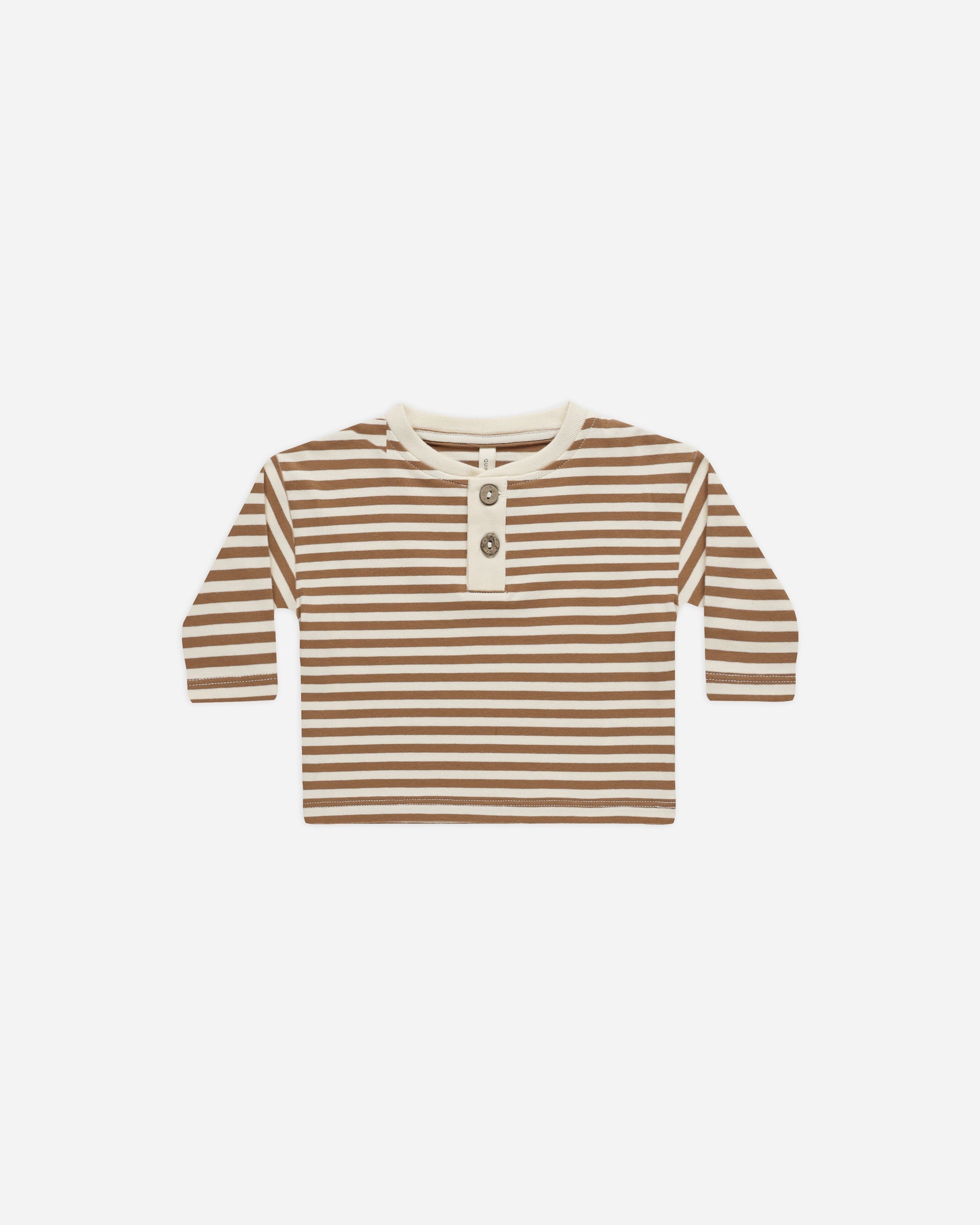 Long Sleeve Henley Tee || Cinnamon Stripe