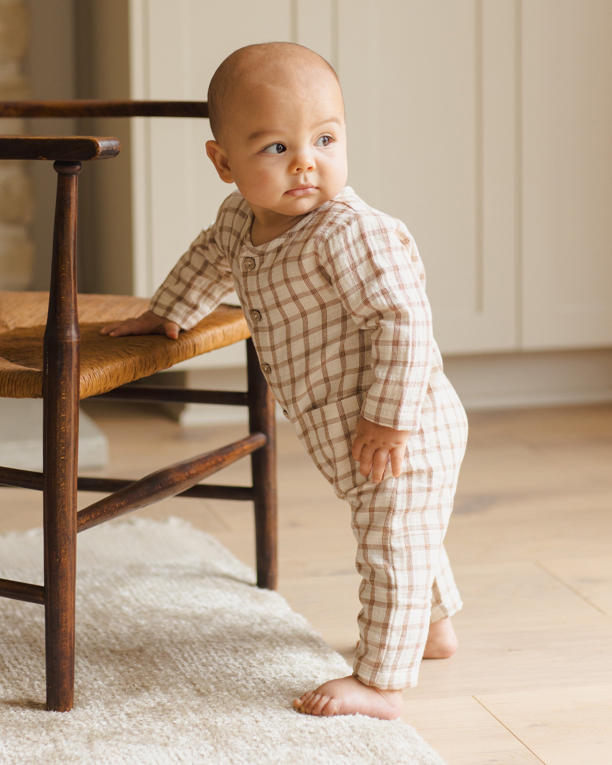 Pocketed Woven Jumpsuit || Cinnamon Plaid