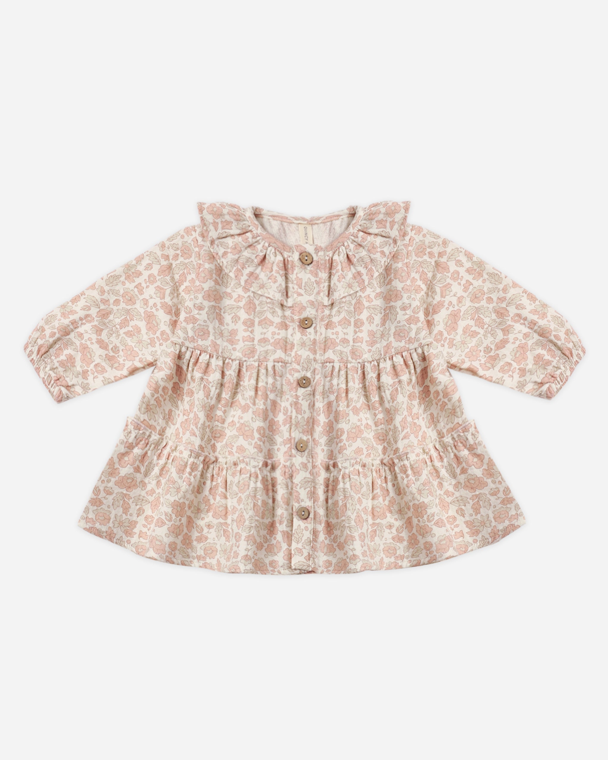 Ruffle Collar Button Dress Pink Blossom - Rylee + Cru | Kids Clothes | Trendy Baby Clothes | Modern Infant Outfits |