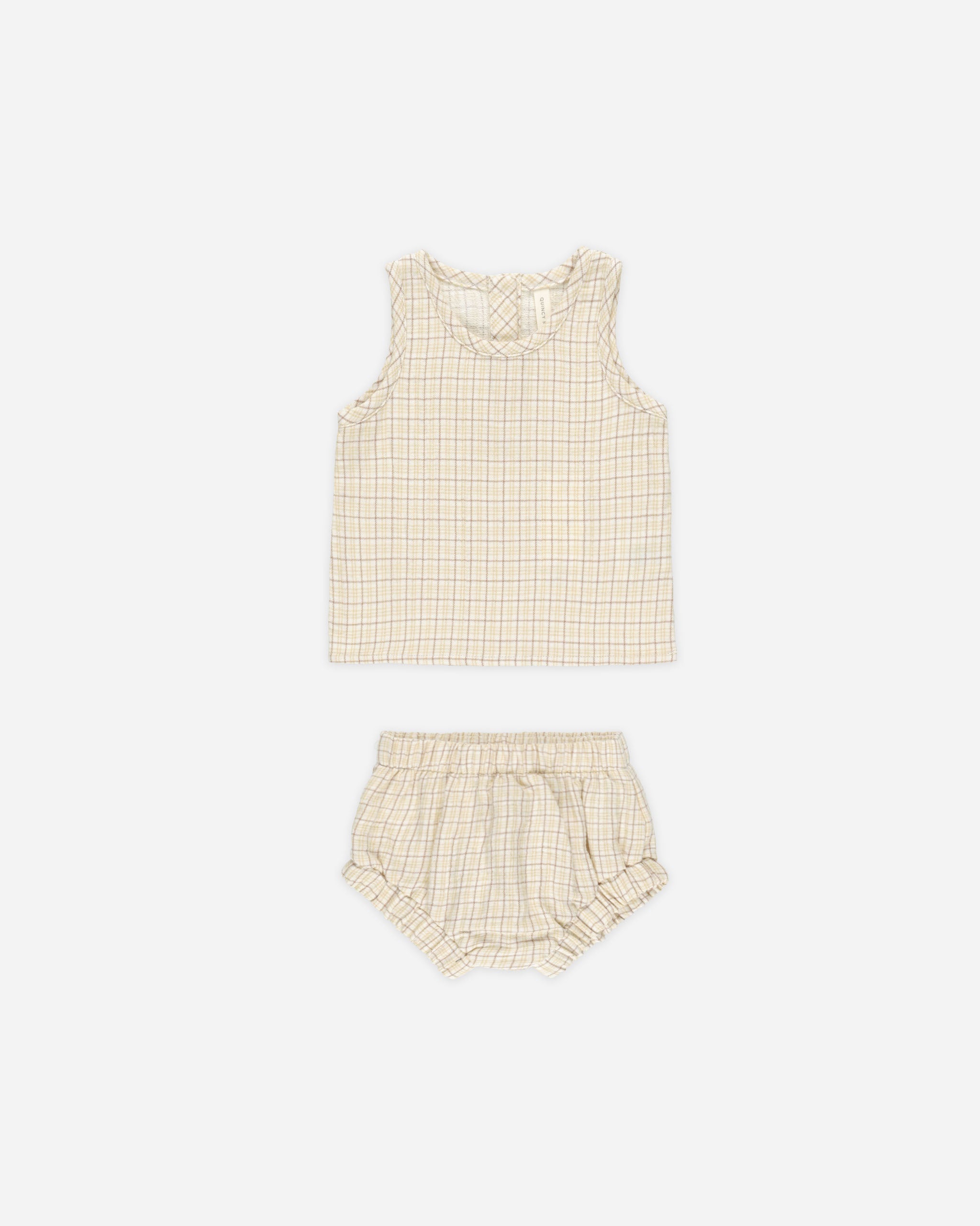 Woven Tank + Short Set || Yellow Plaid