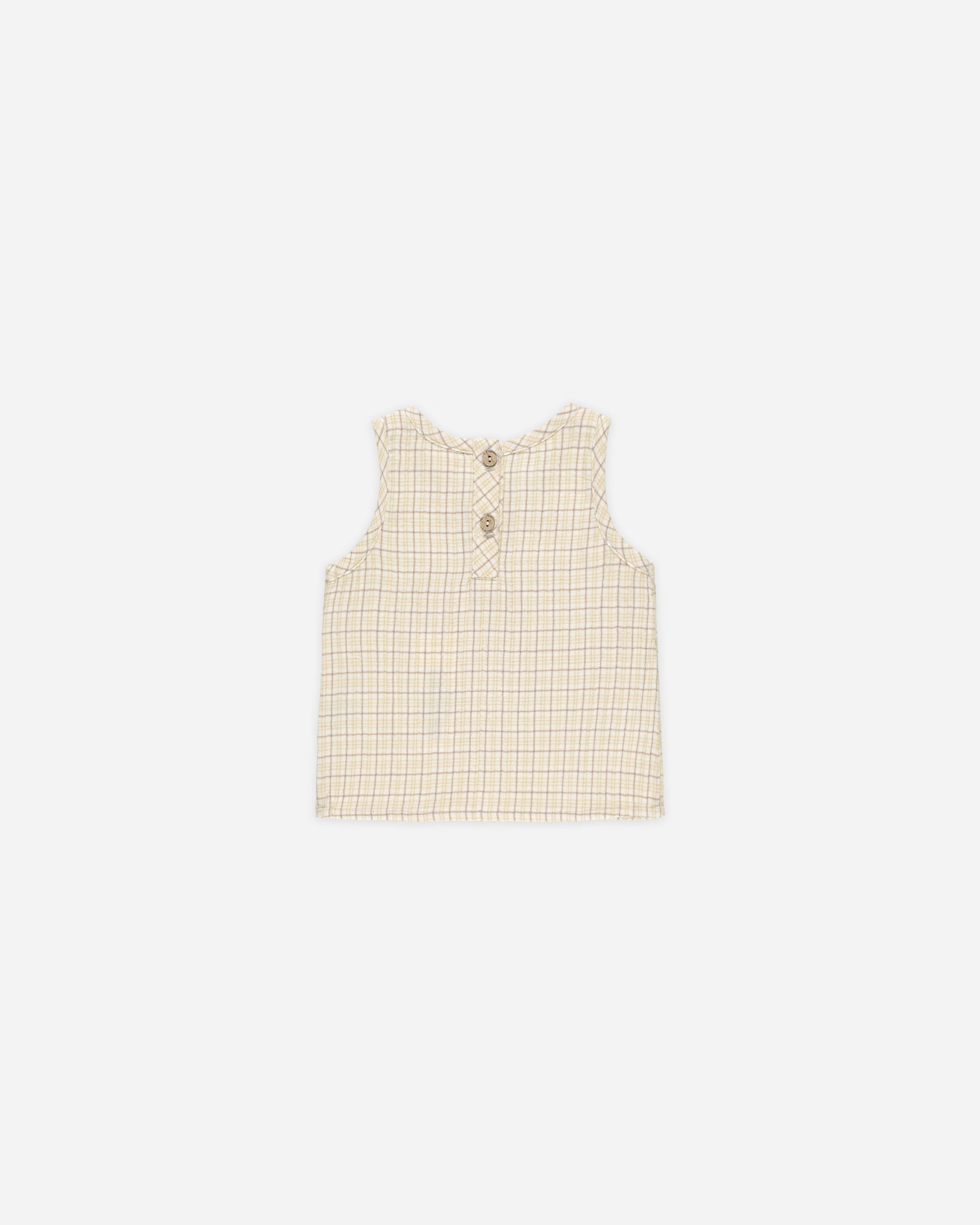 Woven Tank + Short Set || Yellow Plaid