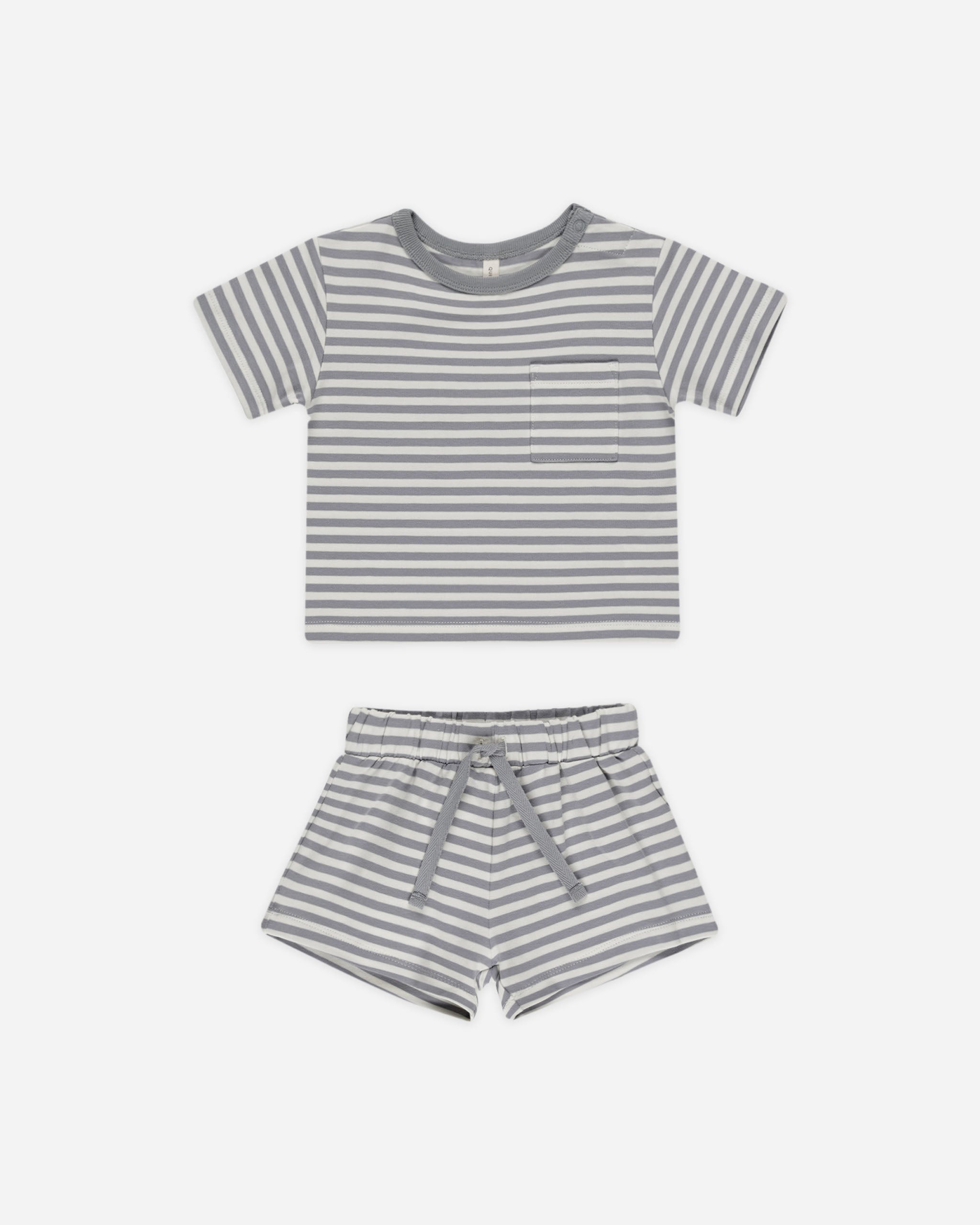 Pocket Tee + Short Set || Blue Stripe