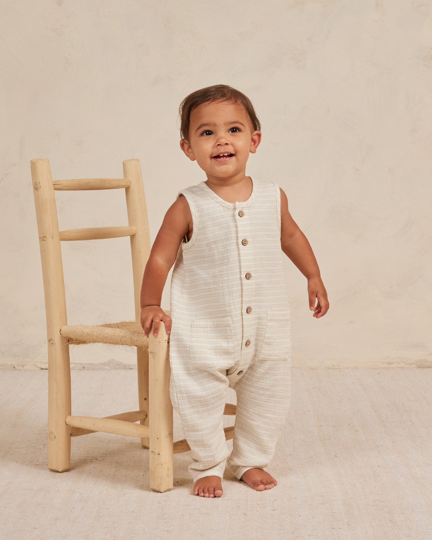 Sleeveless Pocketed Jumpsuit || Lemon Stripe - Rylee + Cru | Kids Clothes | Trendy Baby Clothes | Modern Infant Outfits |