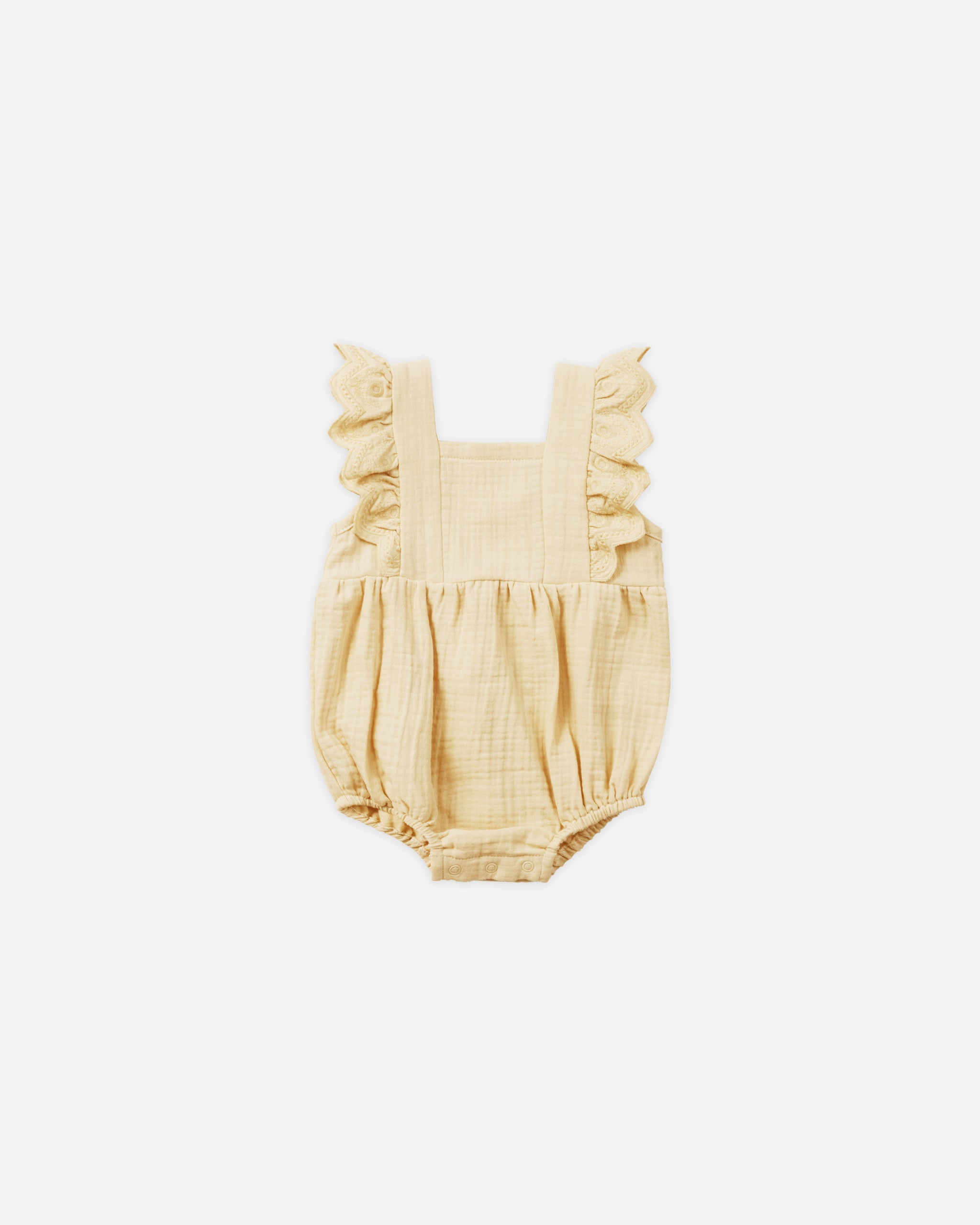 Naomi Romper || Lemon - Rylee + Cru | Kids Clothes | Trendy Baby Clothes | Modern Infant Outfits |