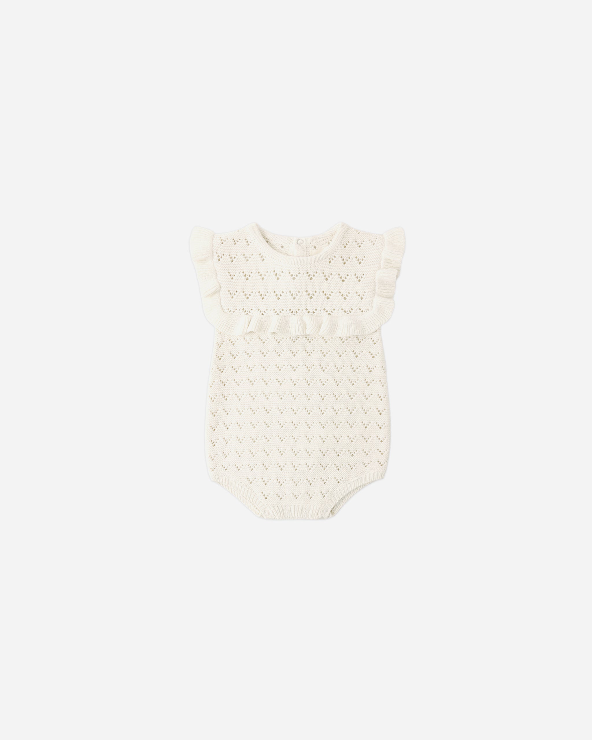 Pointelle Ruffle Romper Natural - Rylee + Cru | Kids Clothes | Trendy Baby Clothes | Modern Infant Outfits |