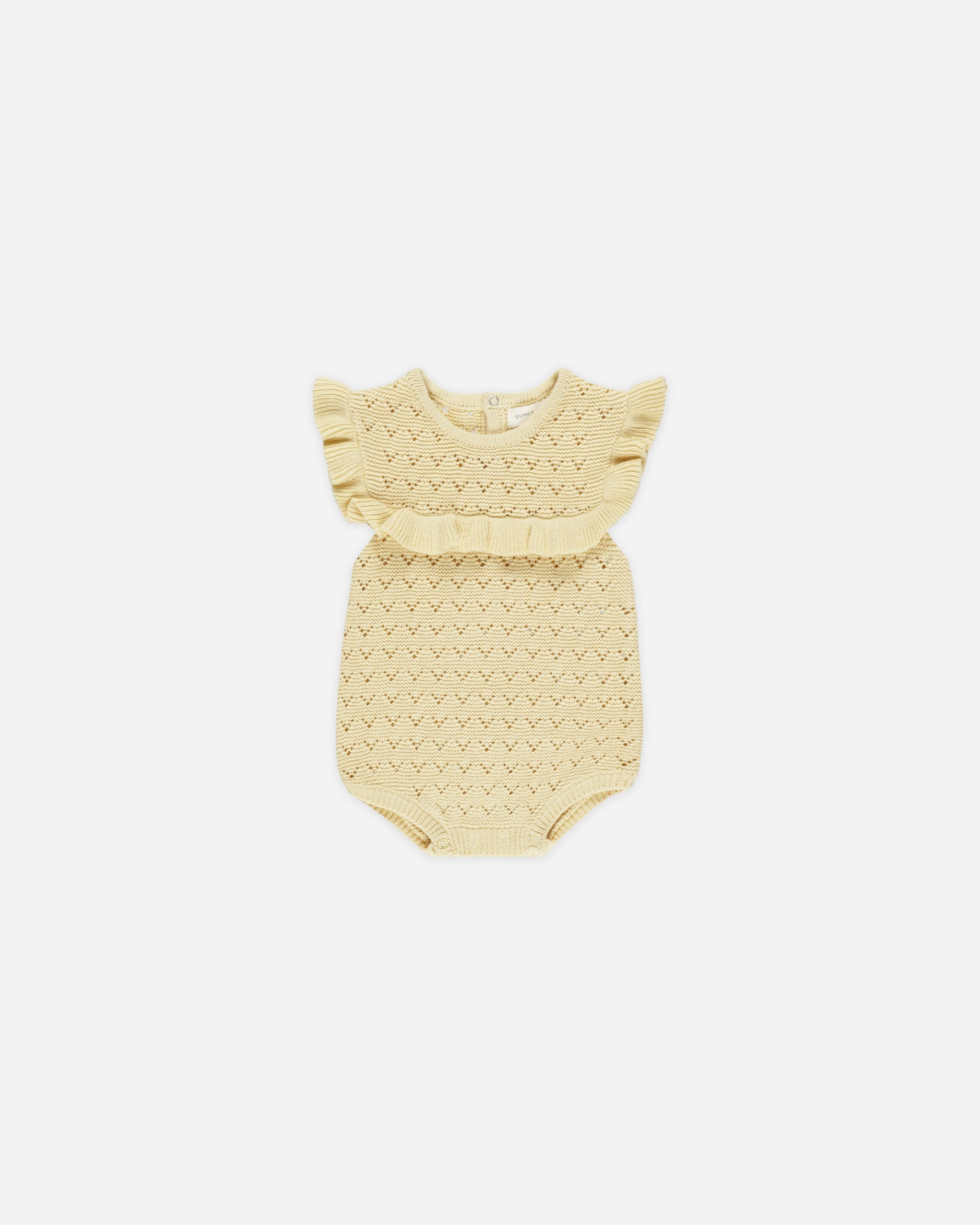 Pointelle Ruffle Romper || Yellow