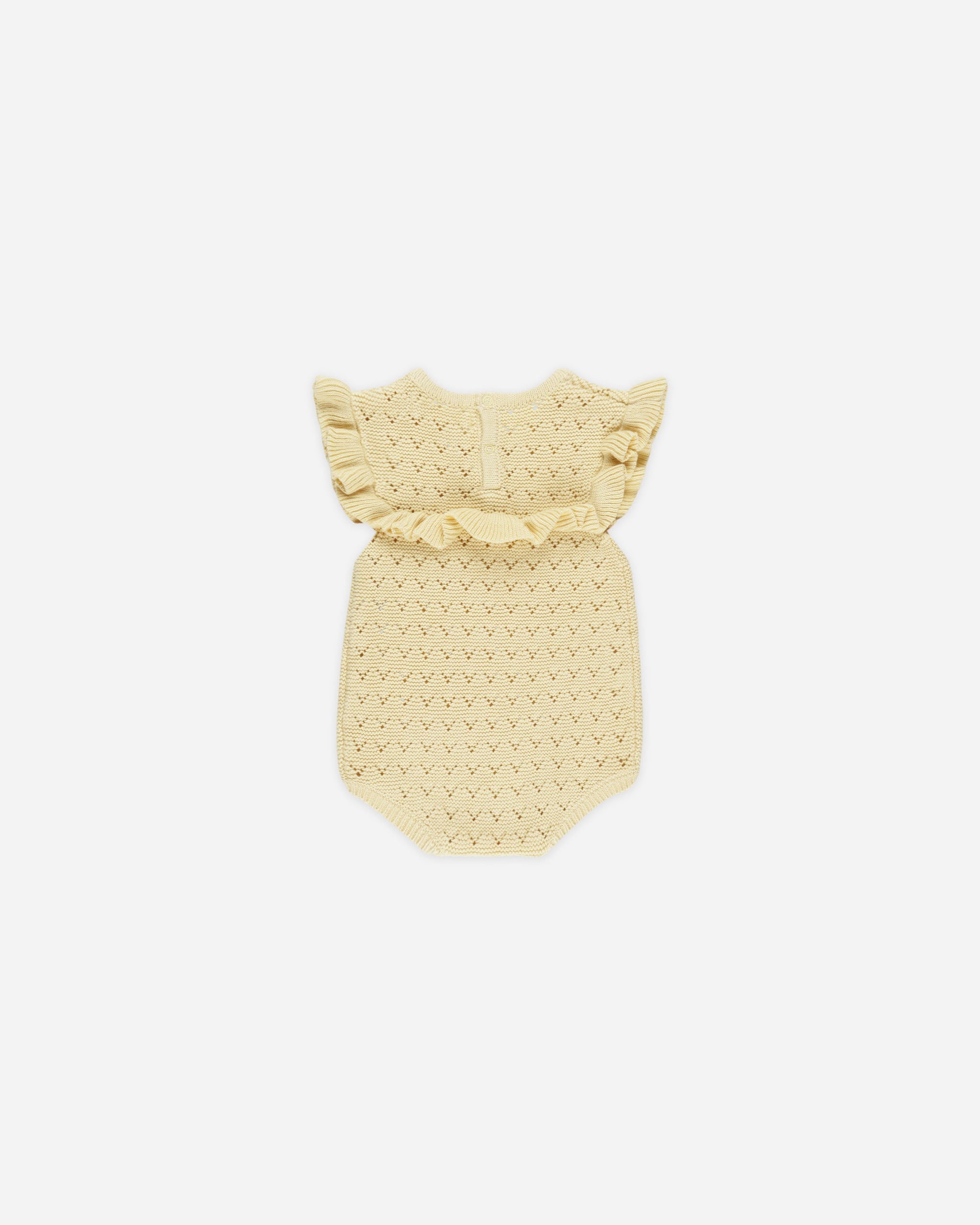 Pointelle Ruffle Romper || Yellow