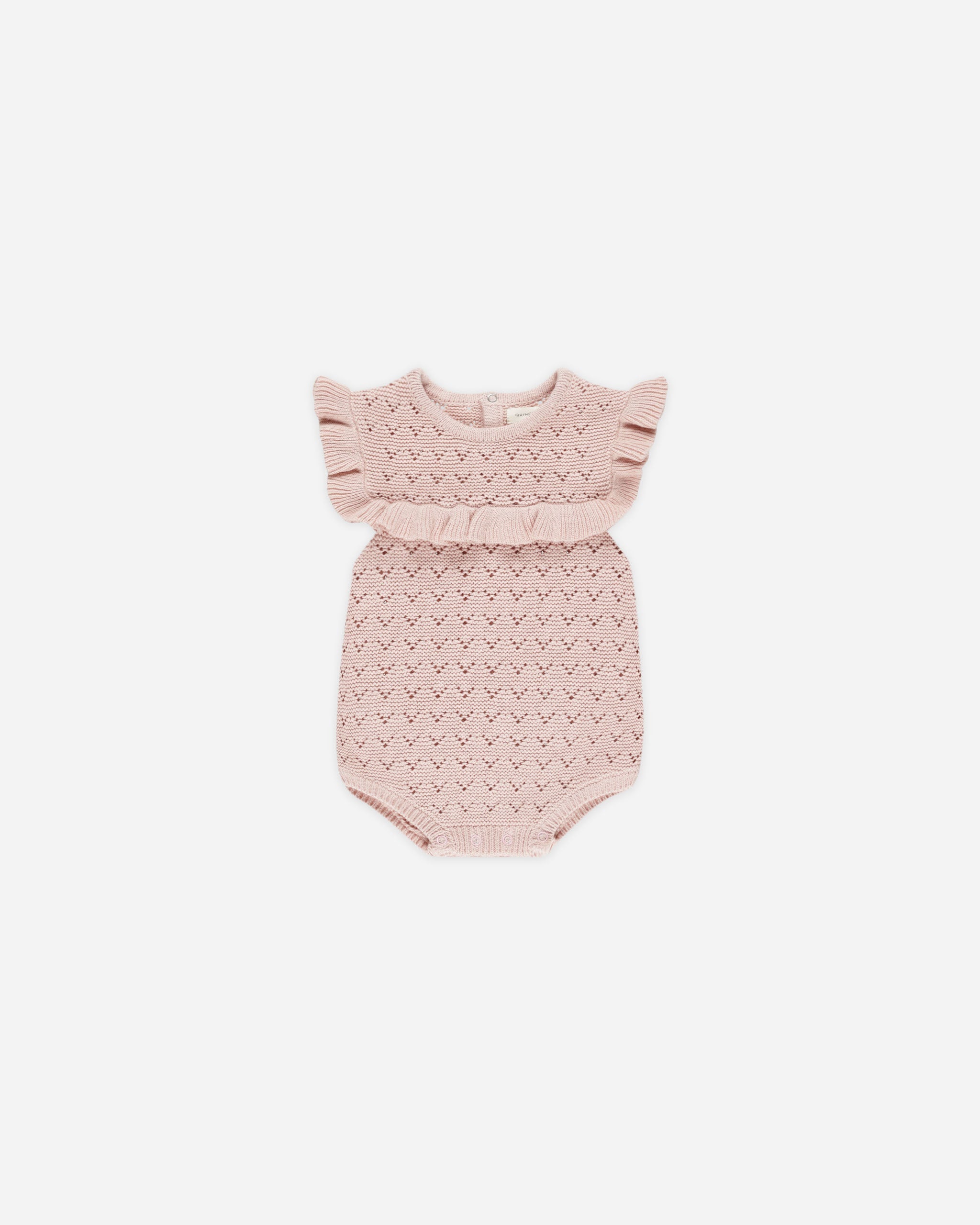 Pointelle Ruffle Romper || Bubblegum