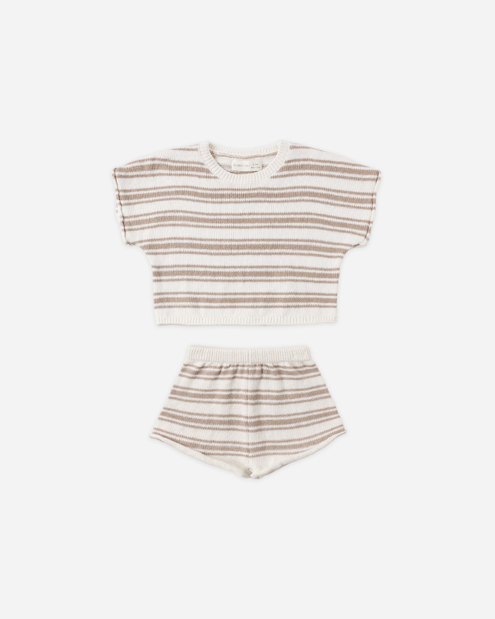Relaxed Summer Knit Set Oat Stripe - Rylee + Cru | Kids Clothes | Trendy Baby Clothes | Modern Infant Outfits |
