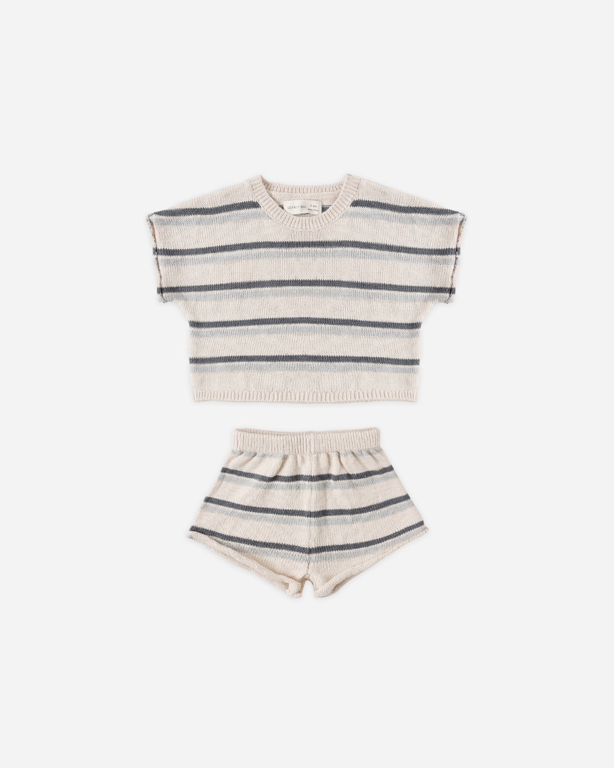 Relaxed Summer Knit Set Ocean Stripe - Rylee + Cru | Kids Clothes | Trendy Baby Clothes | Modern Infant Outfits |