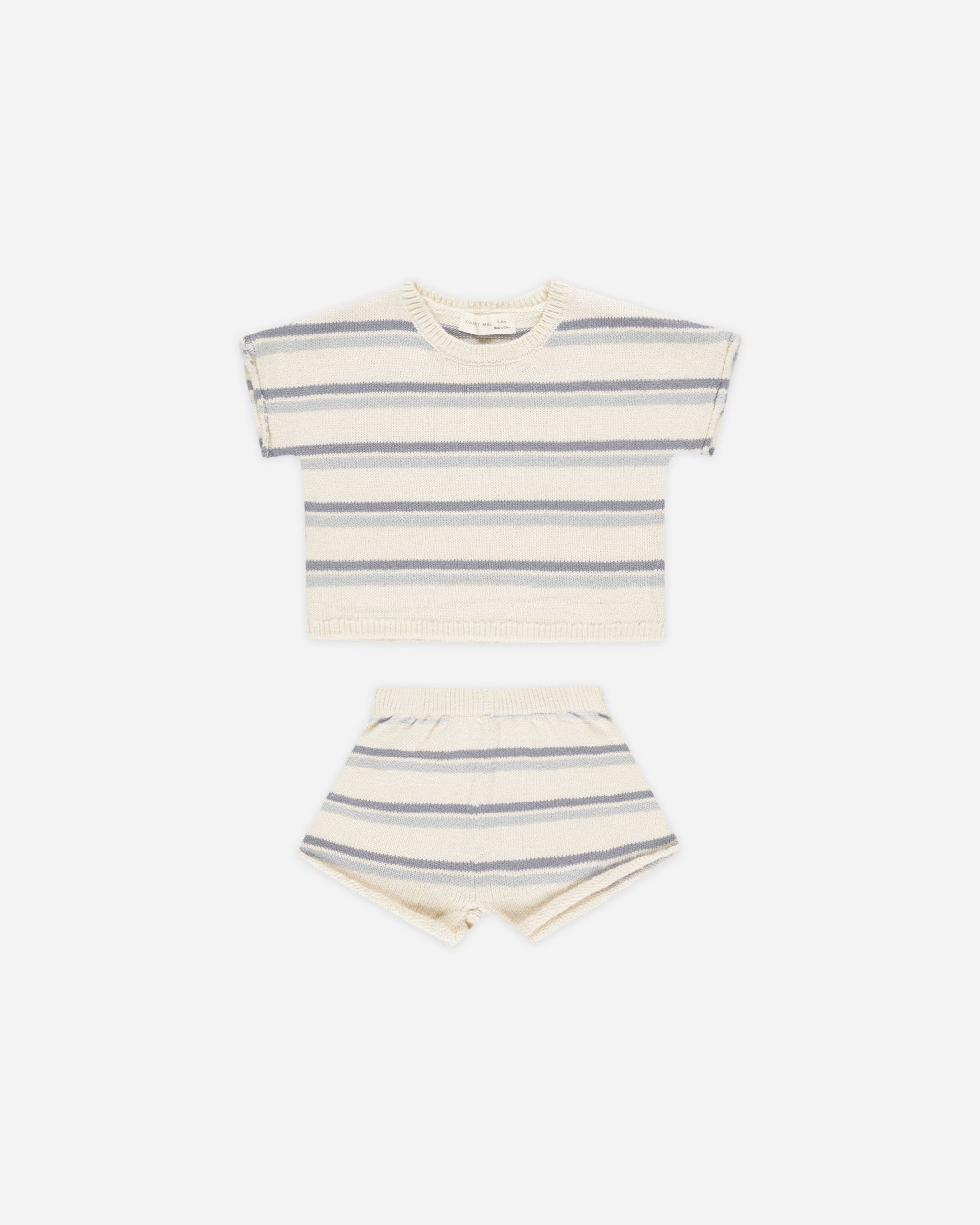 Relaxed Summer Knit Set || Blue Stripe