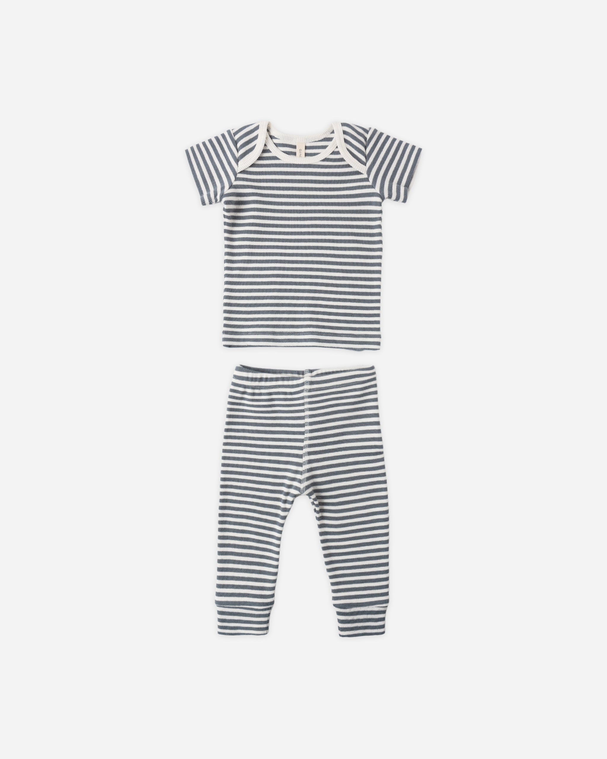 Ribbed Short Sleeve Tee + Legging Set Ocean Stripe - Rylee + Cru | Kids Clothes | Trendy Baby Clothes | Modern Infant Outfits |