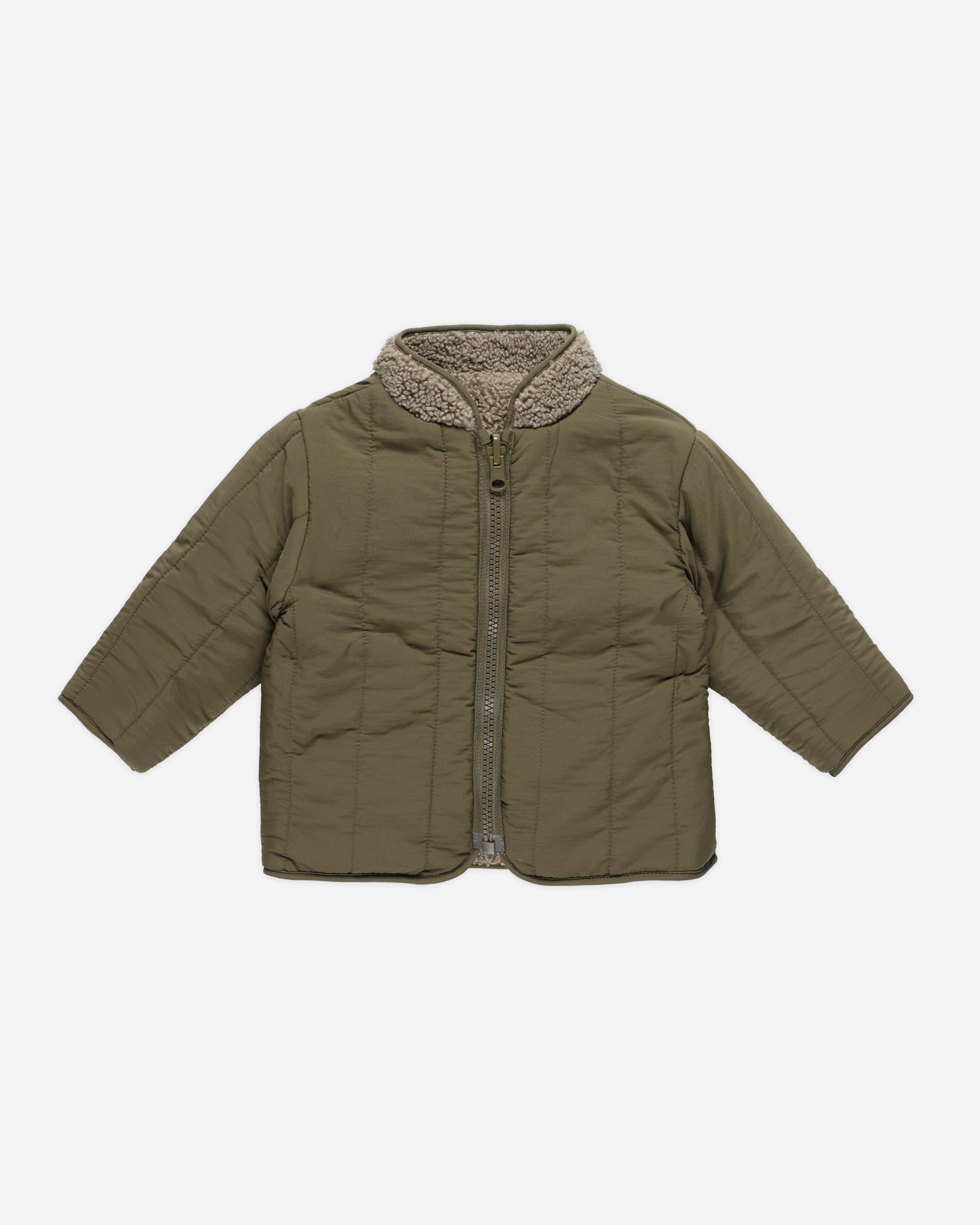 Shearling Zip Jacket || Olive