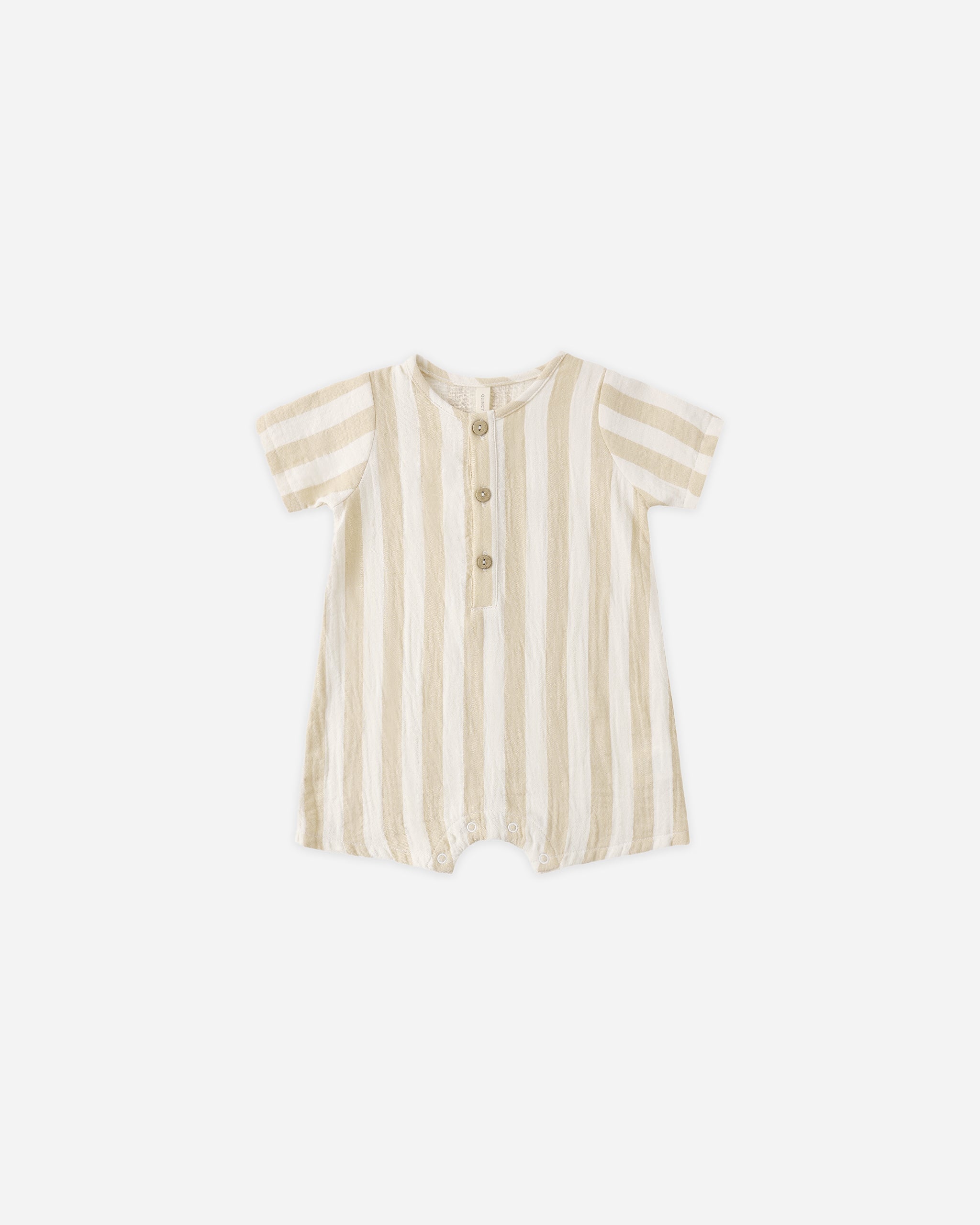 Short Sleeve Woven Romper Summer Stripe - Rylee + Cru | Kids Clothes | Trendy Baby Clothes | Modern Infant Outfits |