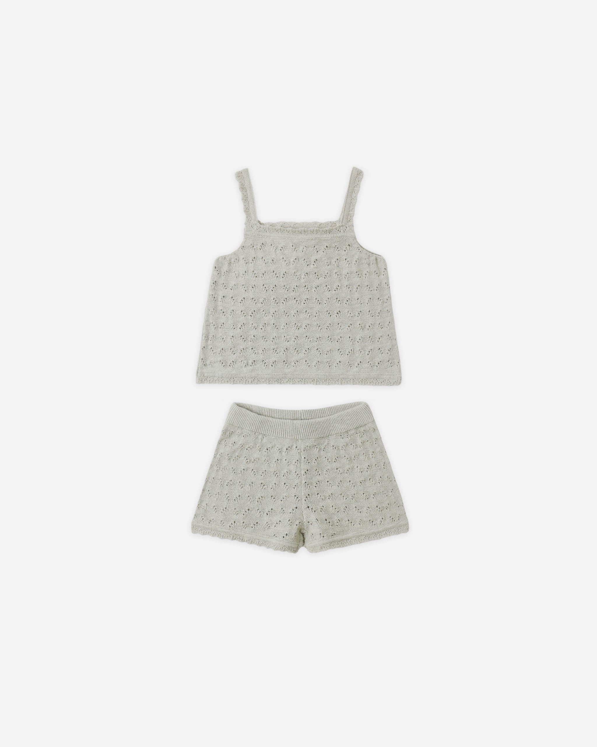 Pointelle Knit Tank + Short Set Sage - Rylee + Cru | Kids Clothes | Trendy Baby Clothes | Modern Infant Outfits |