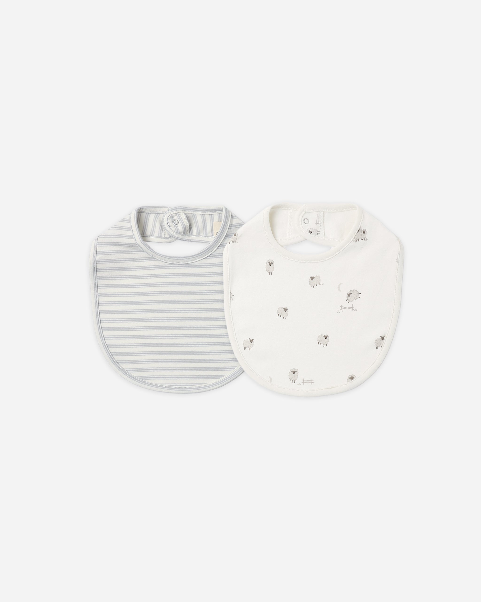 Jersey Snap Bib, 2 Pack Sheep, Cloud Stripe - Rylee + Cru | Kids Clothes | Trendy Baby Clothes | Modern Infant Outfits |
