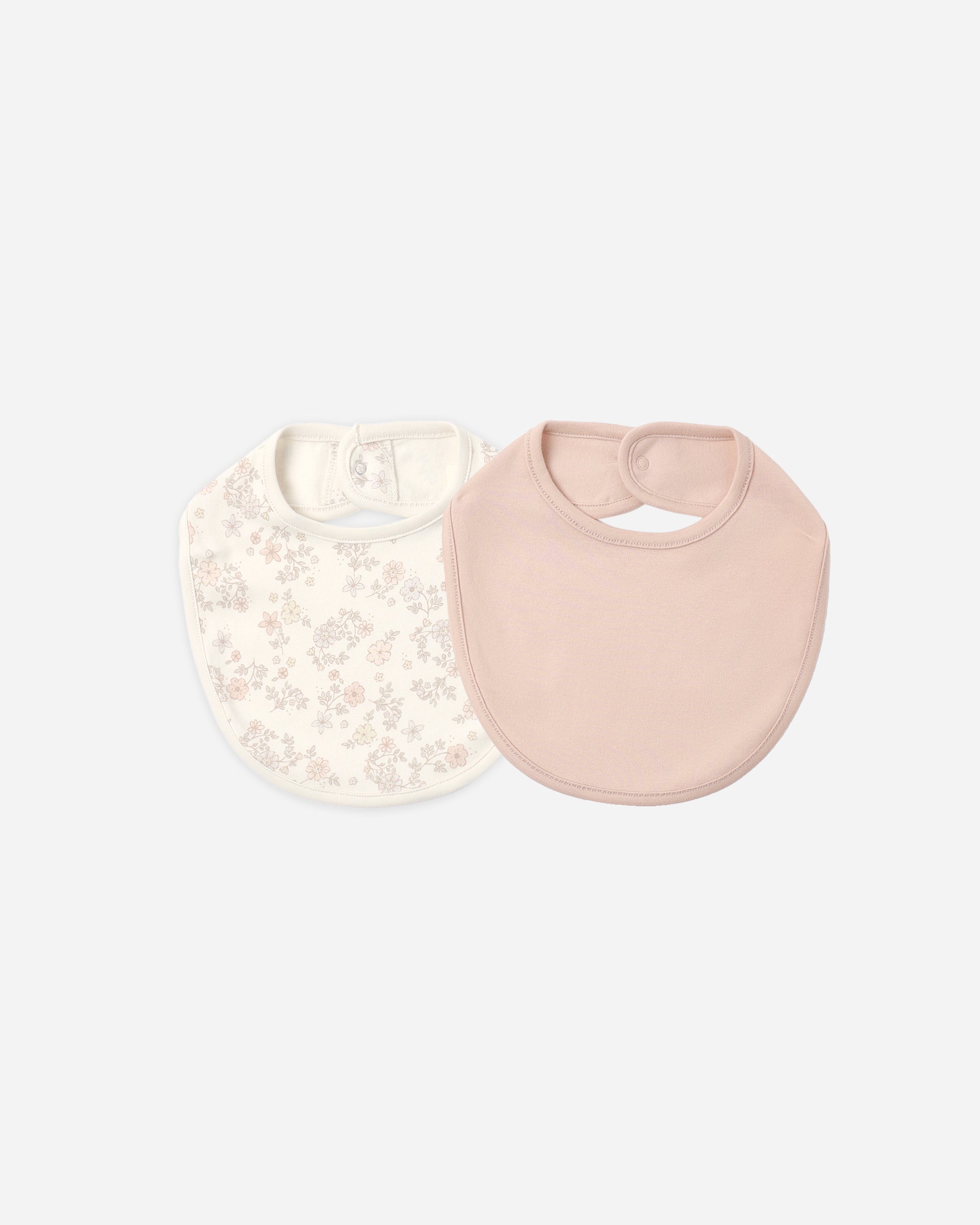 Jersey Snap Bib, 2 Pack Floral Vine, Dusty Rose - Rylee + Cru | Kids Clothes | Trendy Baby Clothes | Modern Infant Outfits |